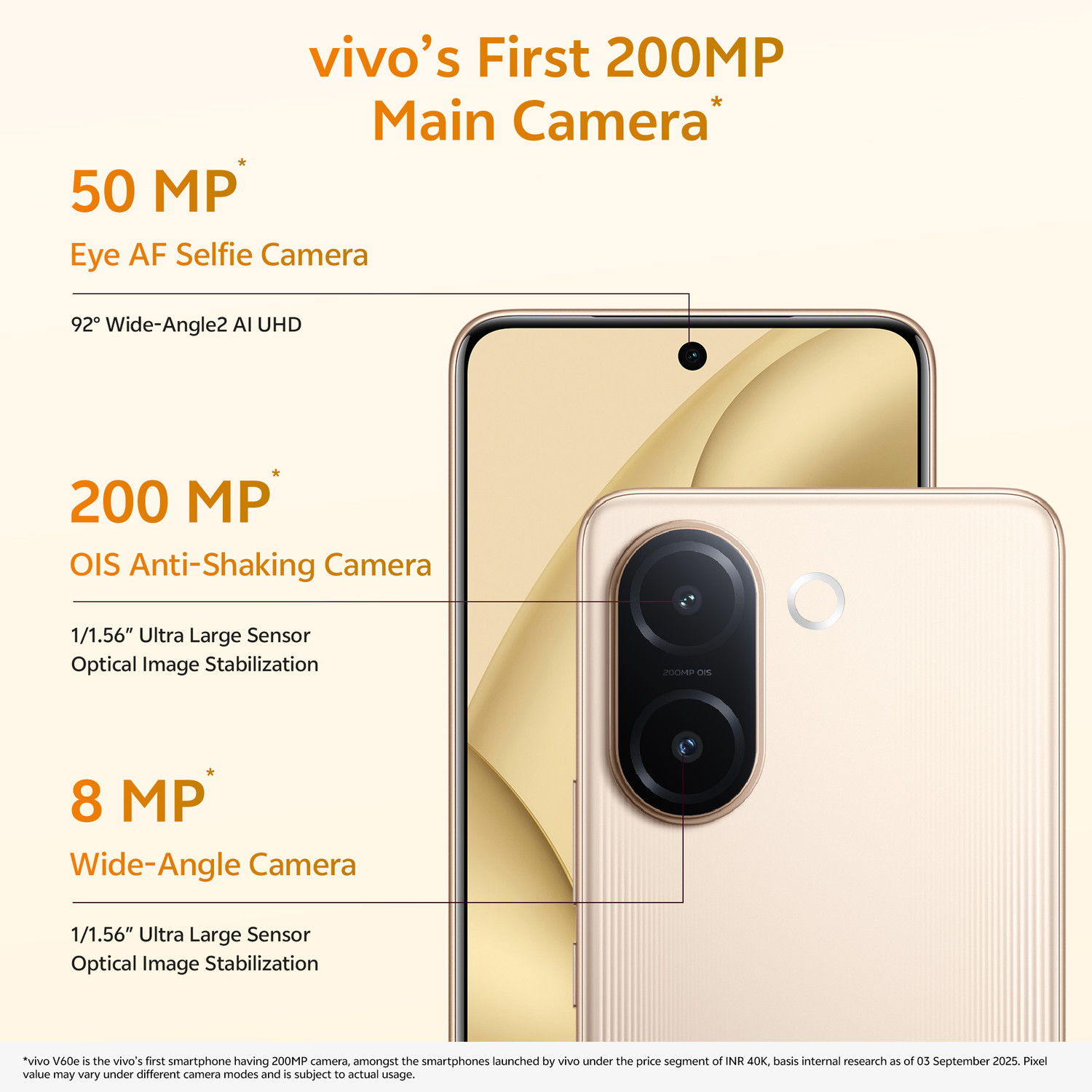 Image of vivo V60e (Noble Gold, 256 GB)