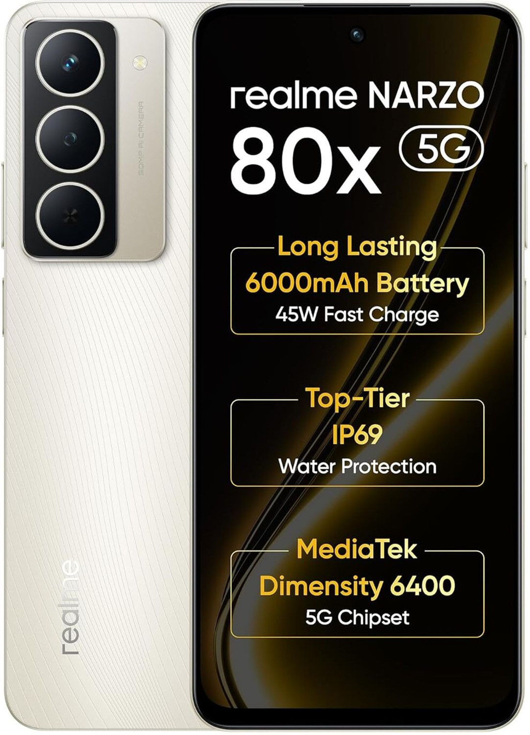 Image of realme Narzo 80x 5G (Sunlit Gold, 128 GB)