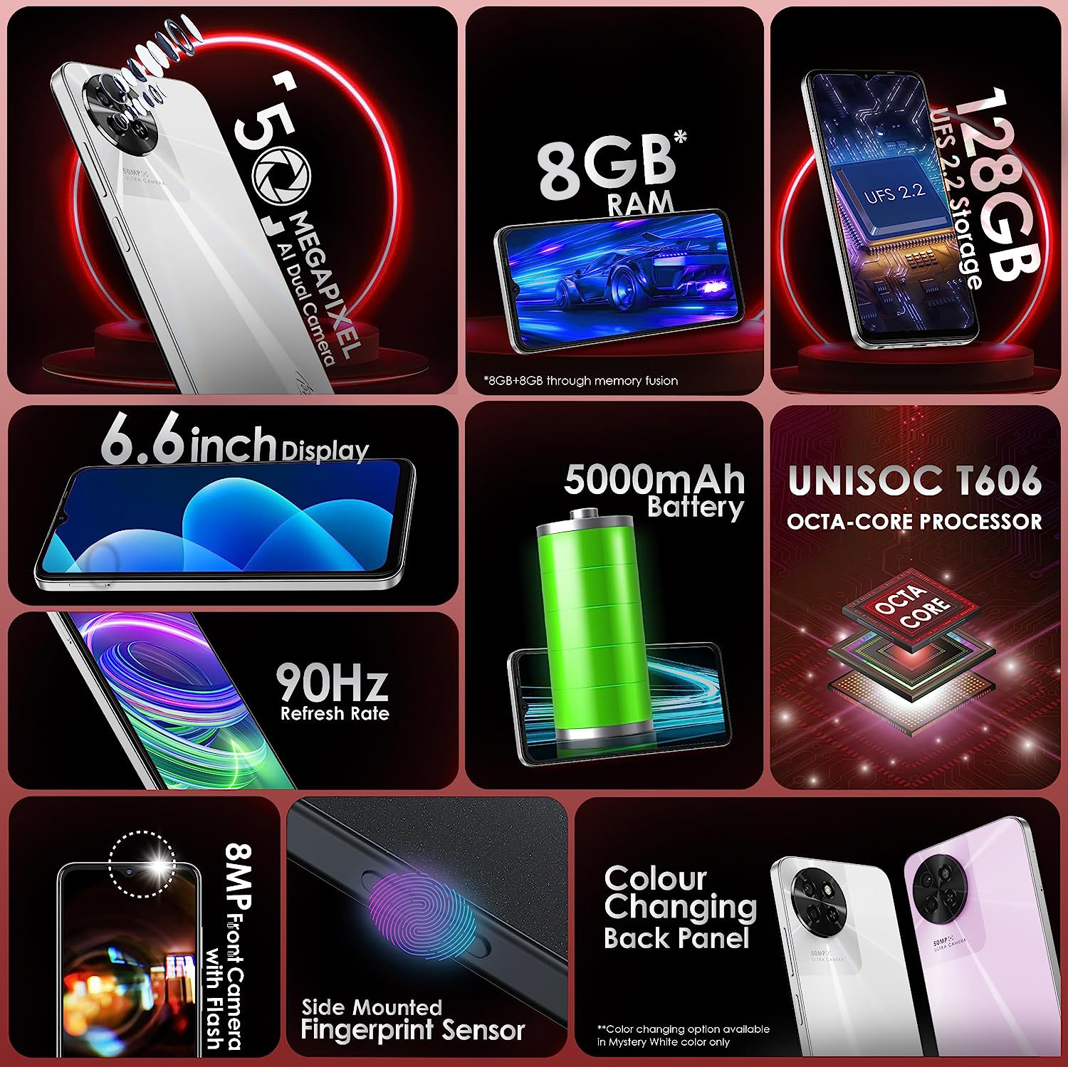 Image of itel S23 with Dual Sim| 50MP Rear Camera| 5000mAh Battery|Expandable Upto 1 TB (Sky Blue, 128 GB)