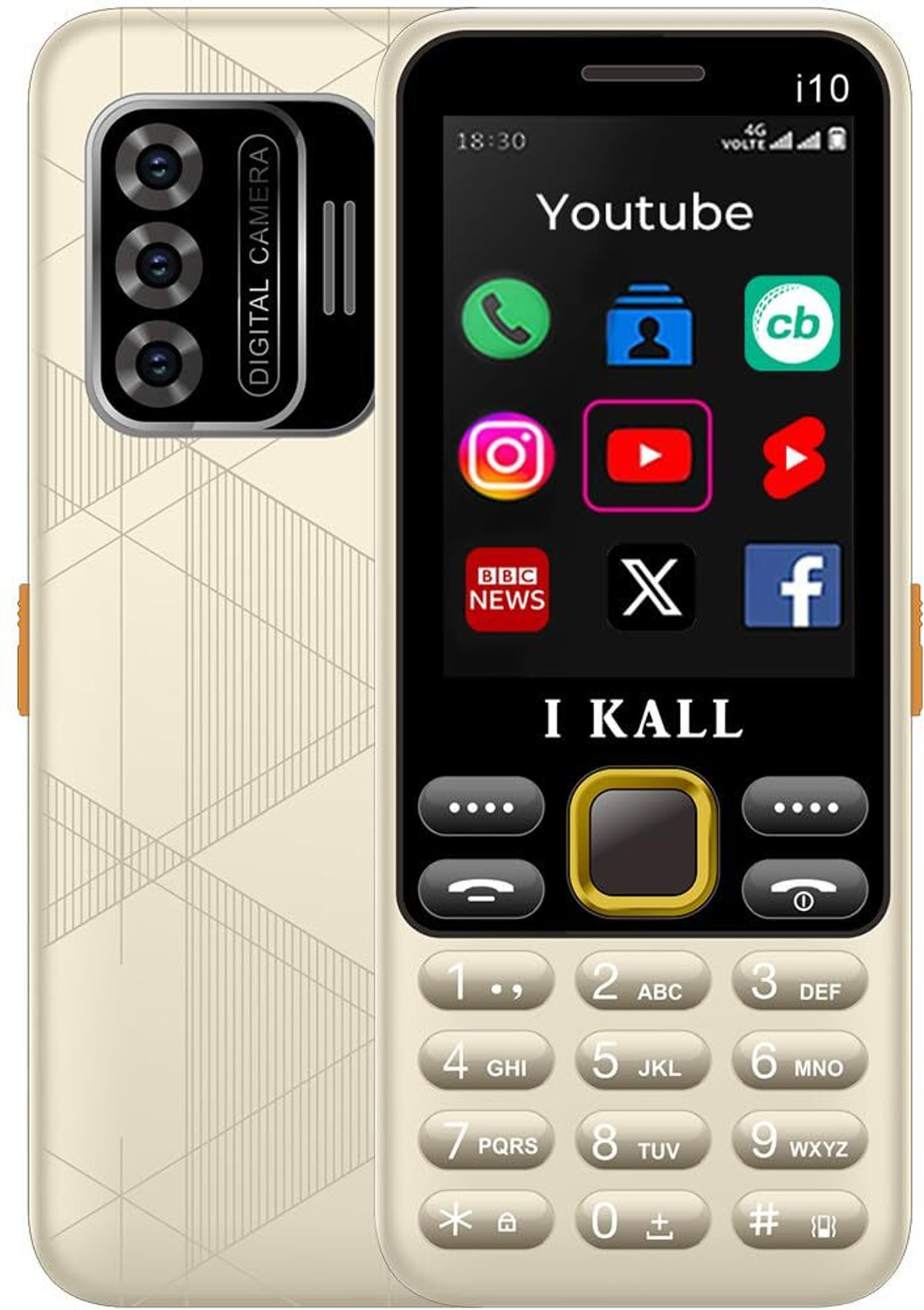 Image of I Kall I10 Mobile Phone - 2.8 inchDisplay with Pre-Loaded - Facebook, YouTube etc.