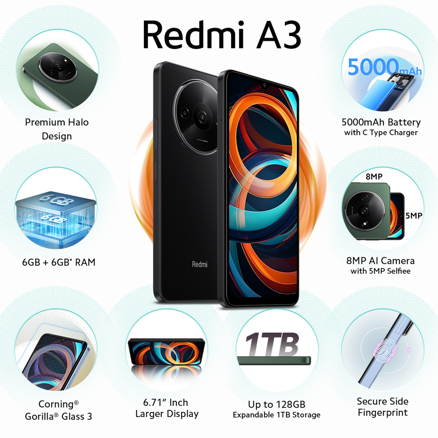 Image of REDMI A3 (Midnight Black, 128 GB)