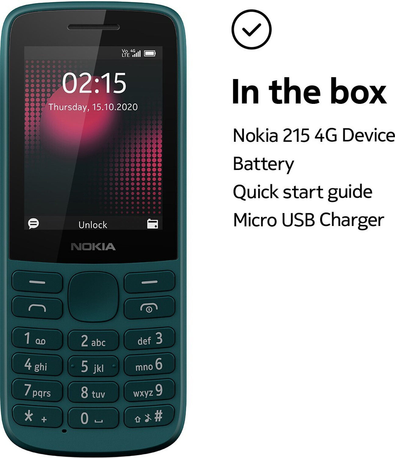 Image of Nokia 215 DS 4G Keypad Phone with Long Battery Life,Wireless FM Radio