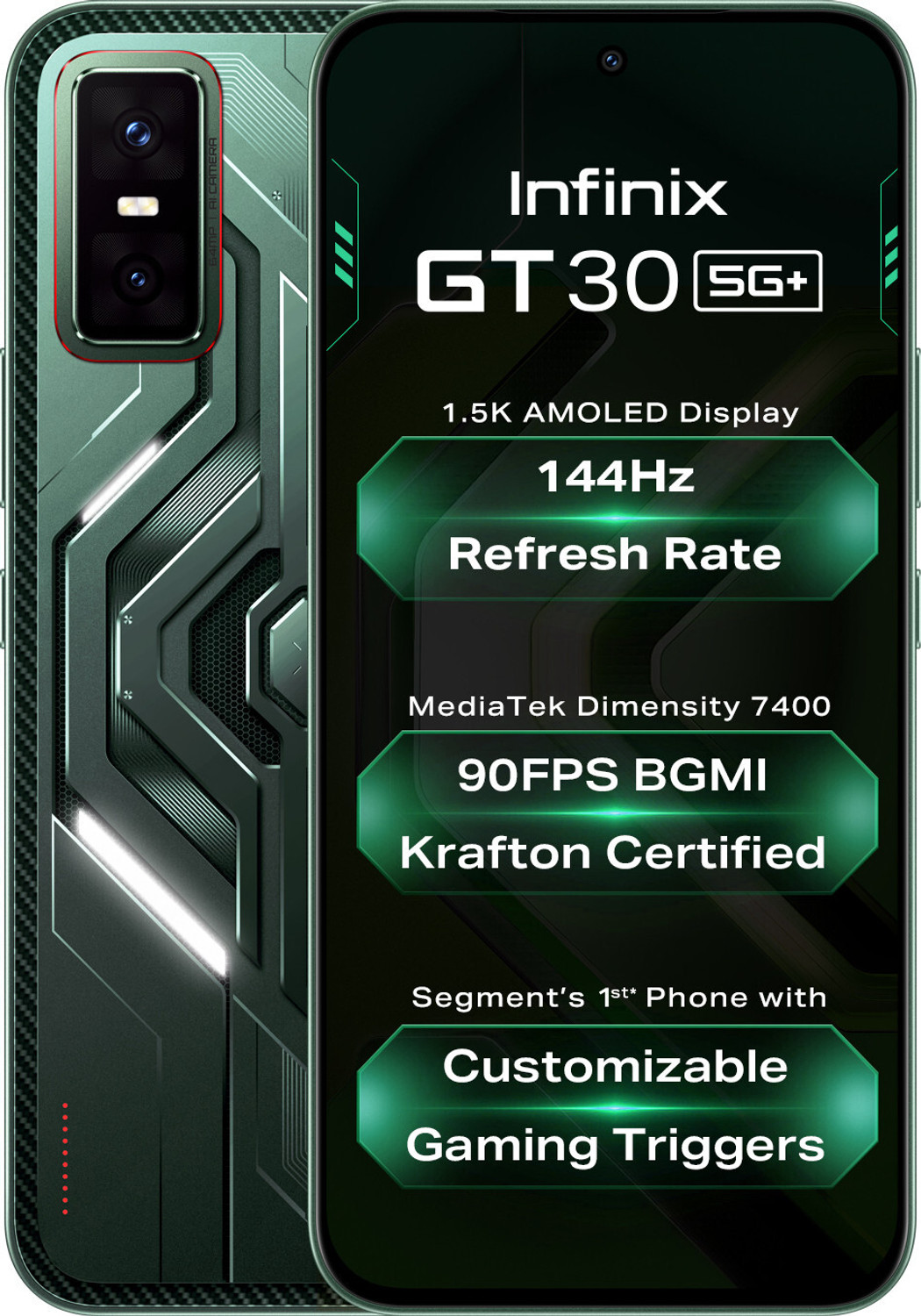 Image of Infinix GT 30 5G+ Pulse Green 256 (Pulse Green, 256 GB)