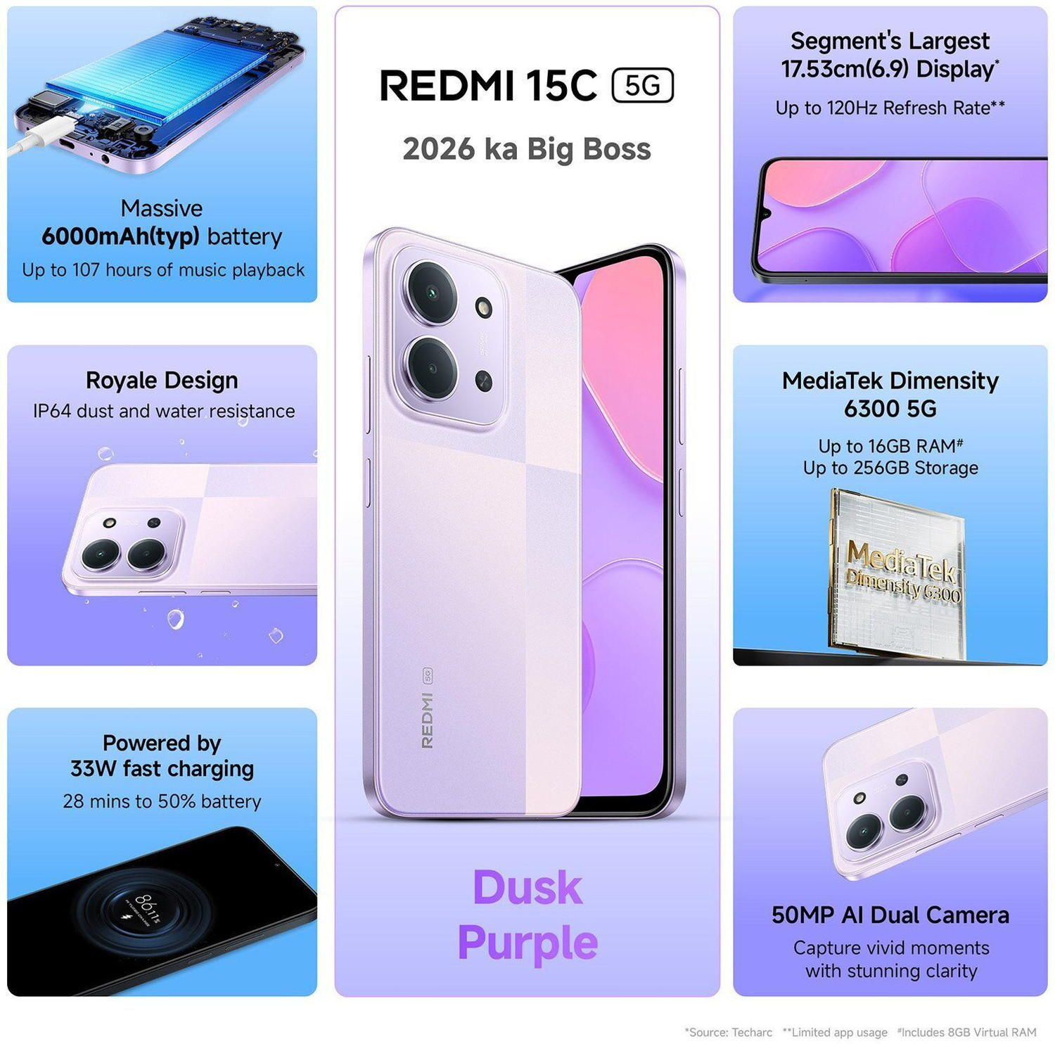 Image of REDMI 15C 5G (Dusk Purple, 128 GB)