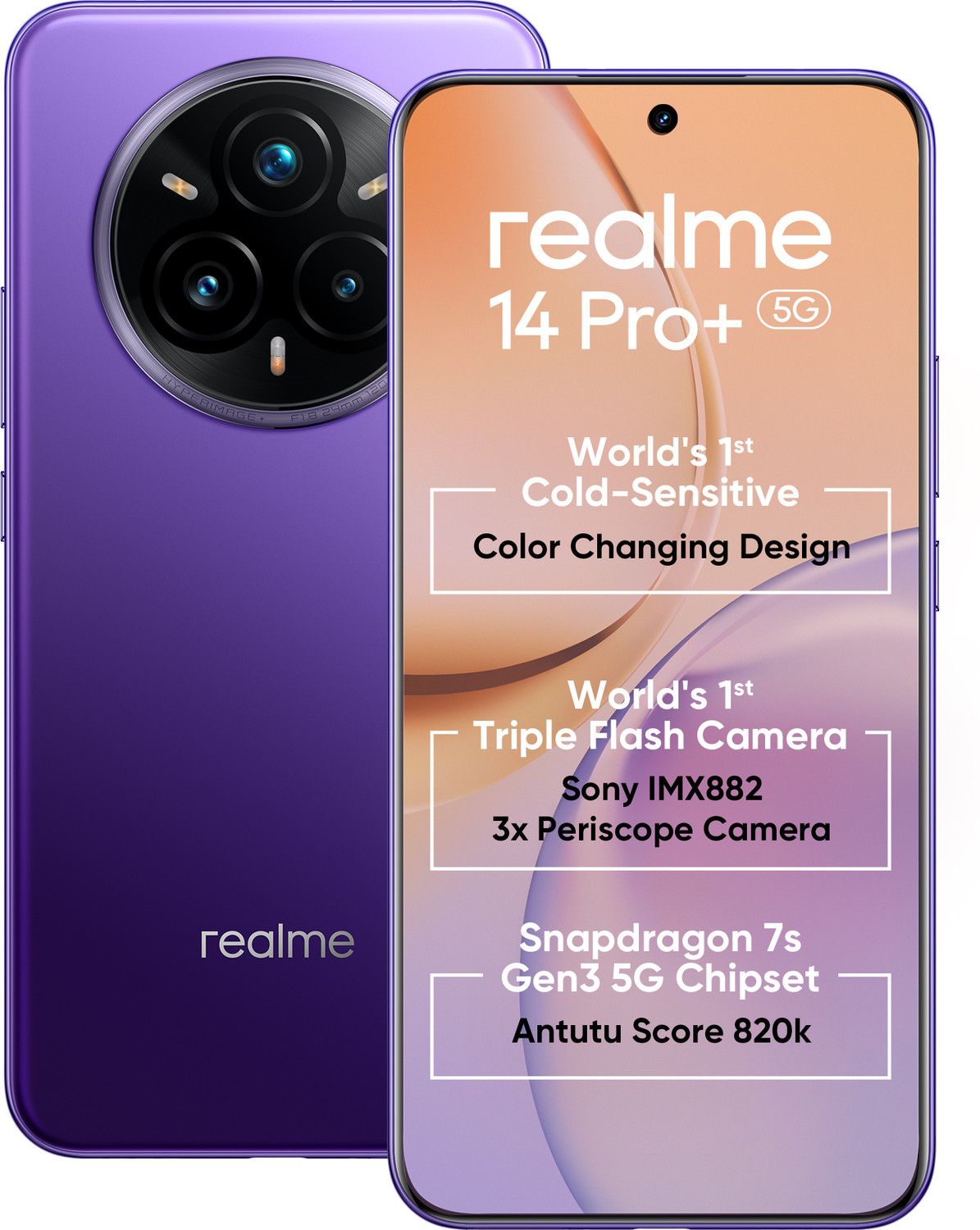 Image of realme 14 Pro+ 5G (Bikaner Purple, 128 GB)