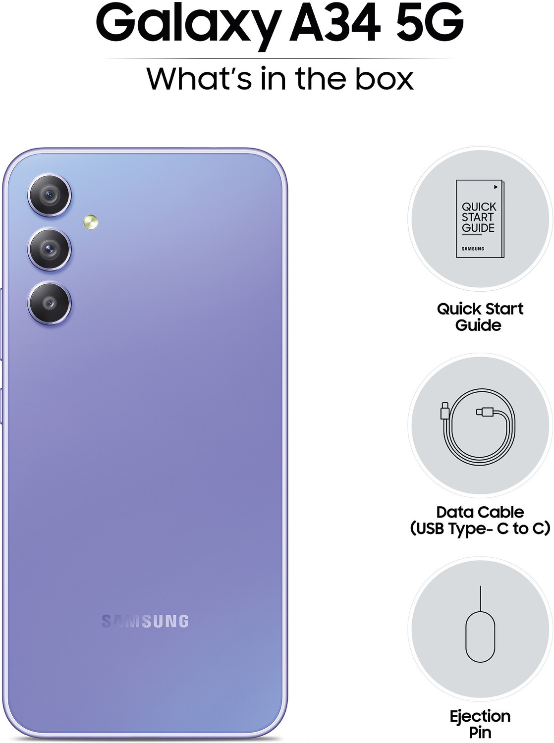 Image of Samsung Galaxy A34 5G (Awesome Violet, 128 GB)
