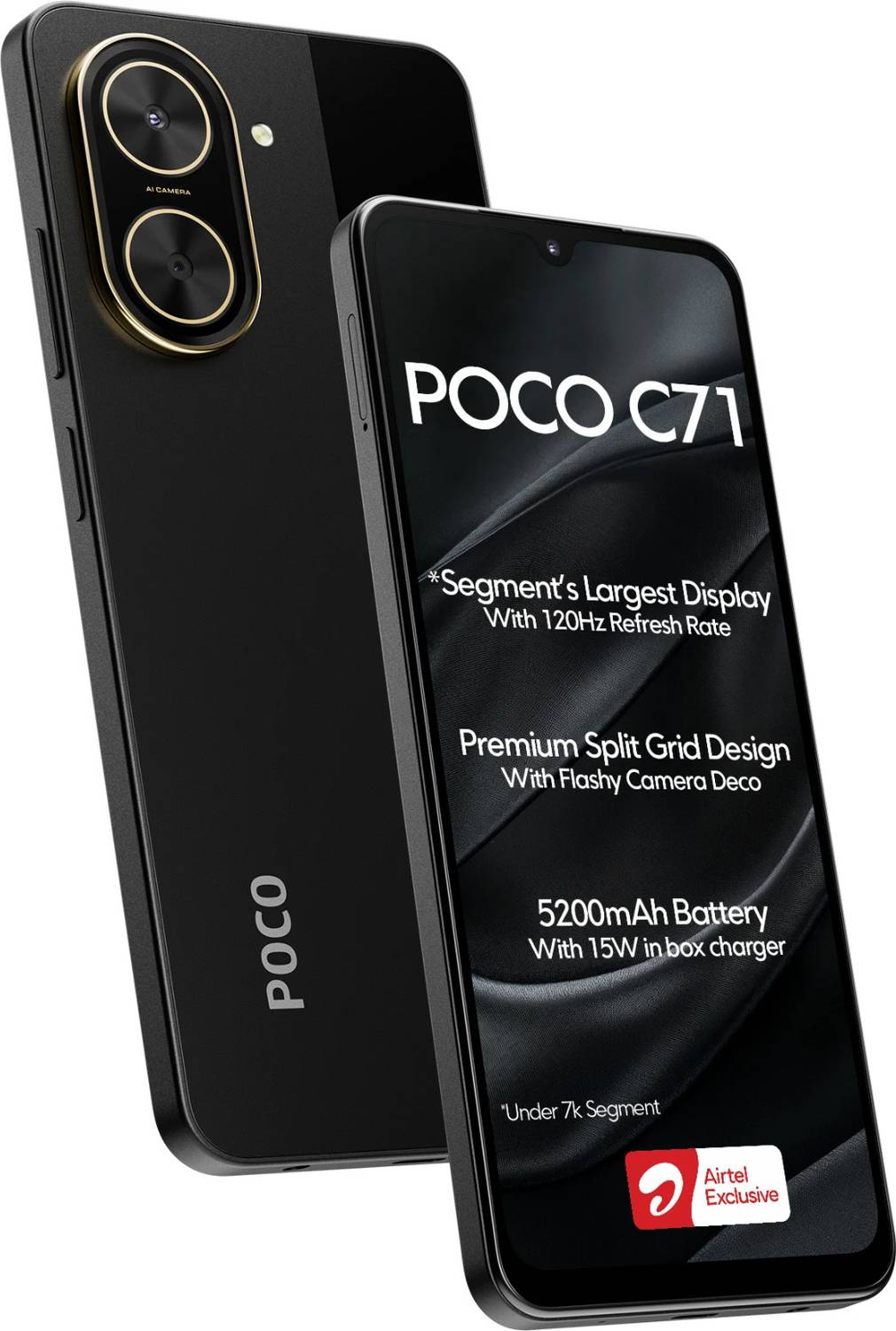 POCO C71 - Locked with Airtel Prepaid (Power Black, 64 GB) (4 GB