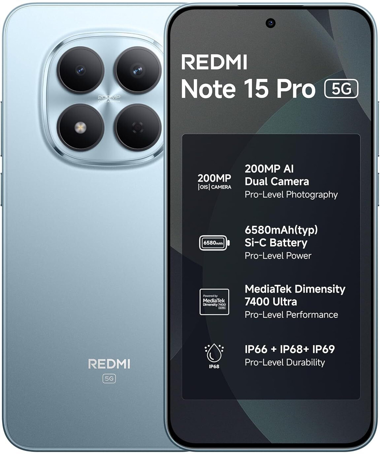 Image of REDMI Note 15 Pro 5G (Mirage Blue, 128 GB)