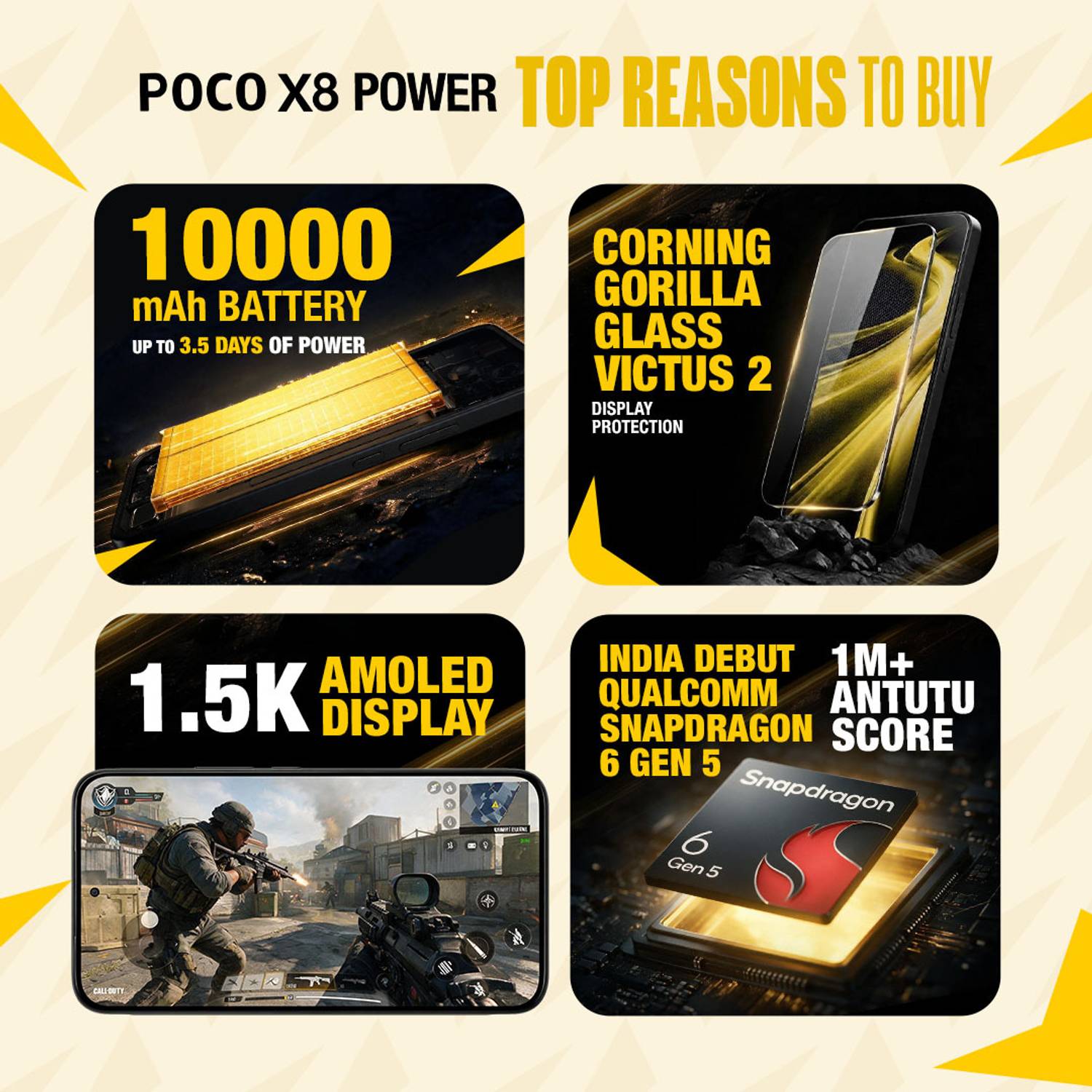 POCO X8 Power 128GB Yellow - Image 3