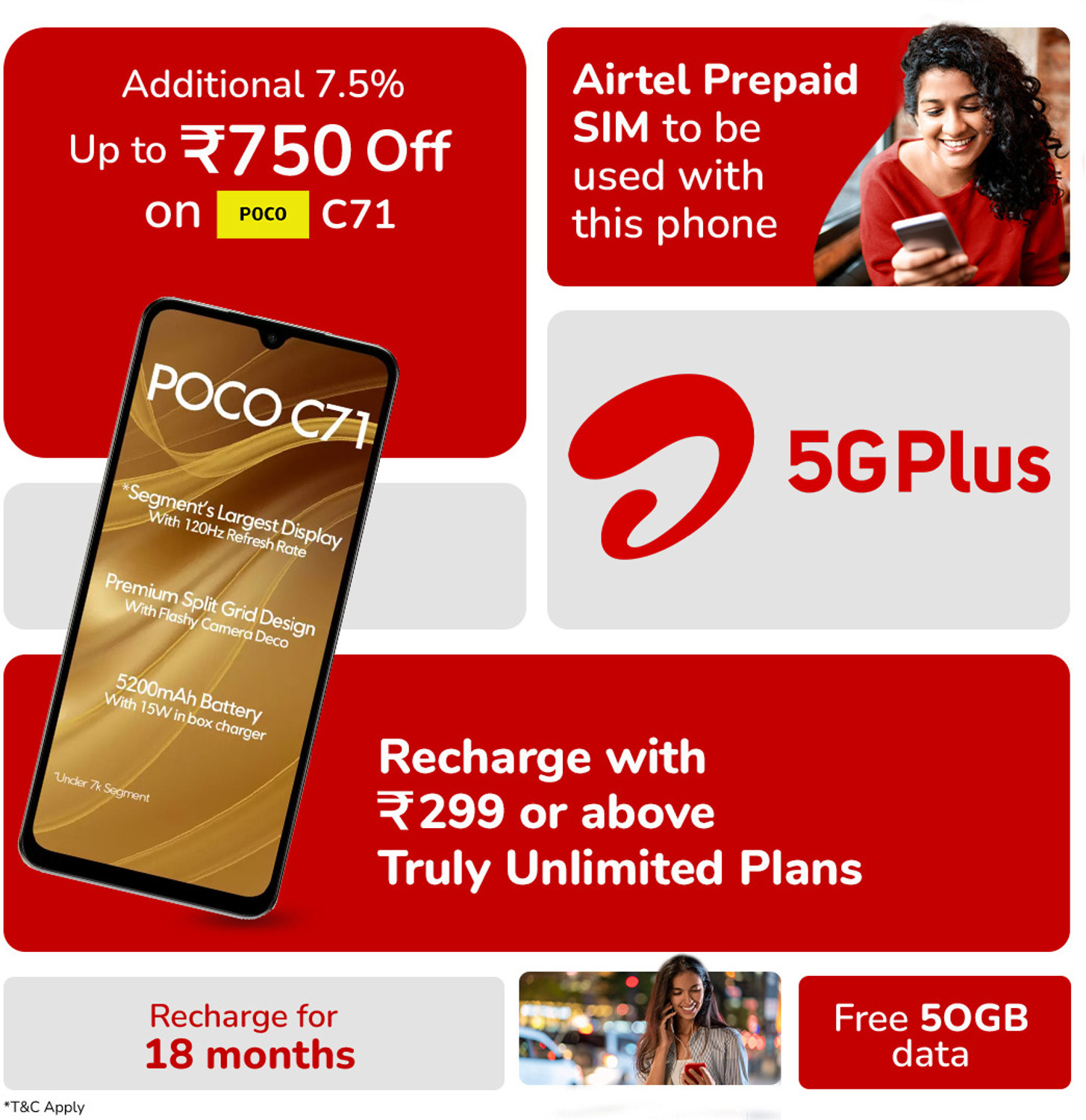 Image of POCO C71 - Locked with Airtel Prepaid (Cool Blue, 64 GB)