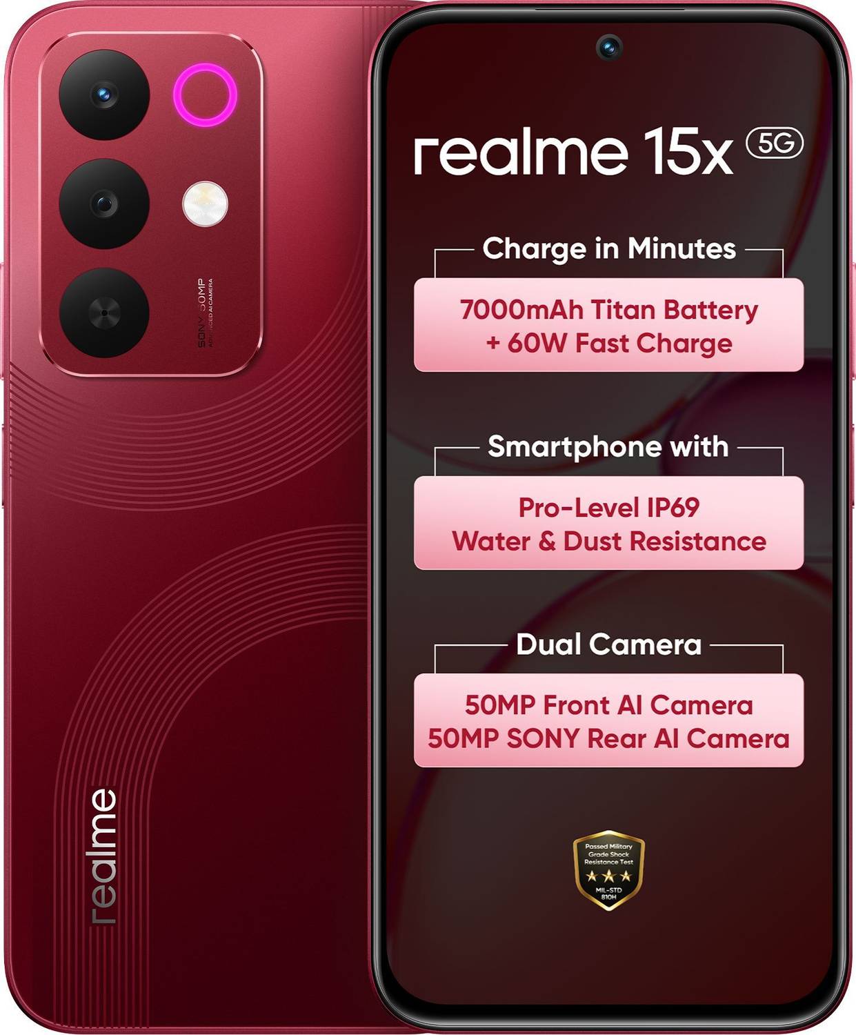 realme 15x 5G (Maroon Red, 128 GB) (6 GB RAM)