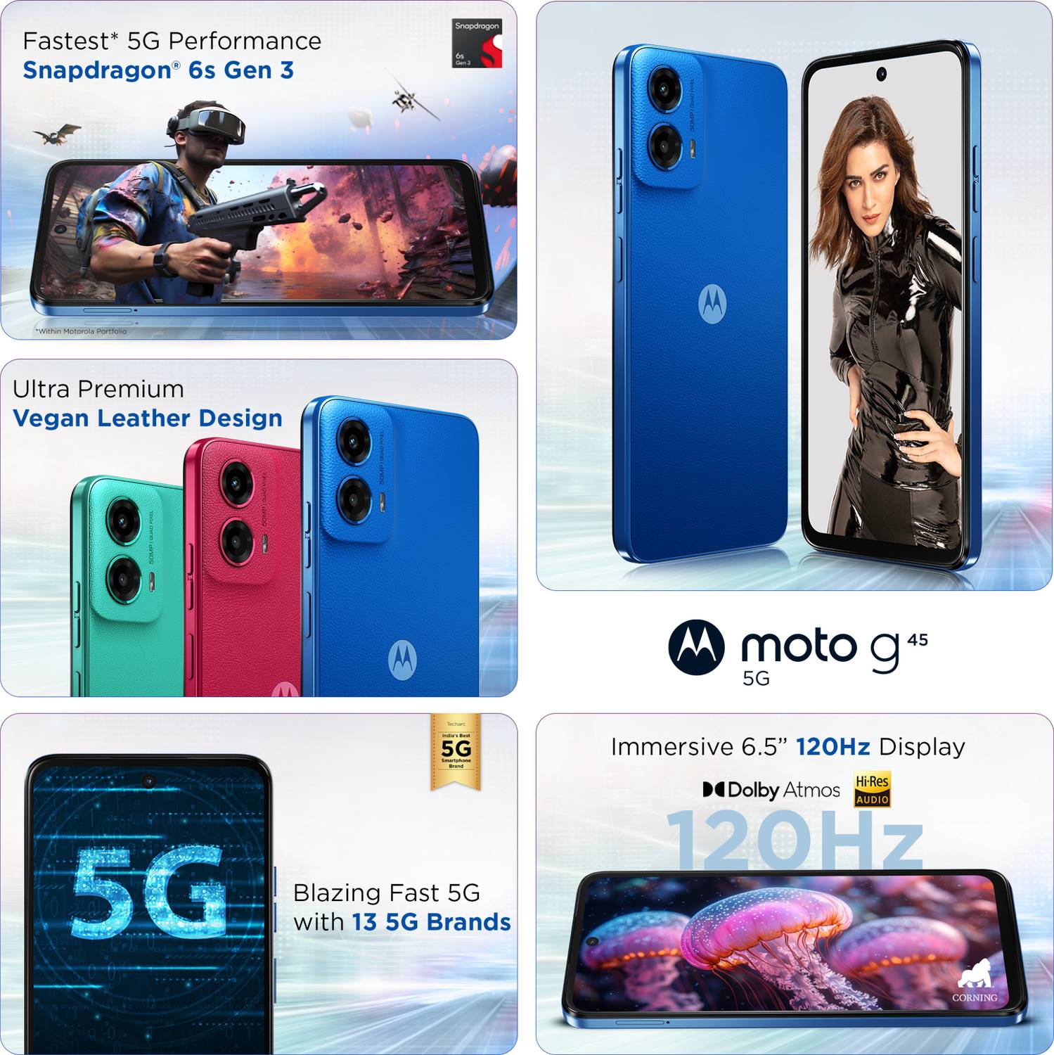 Motorola g45 5G (128GB, Blue) - Image 4