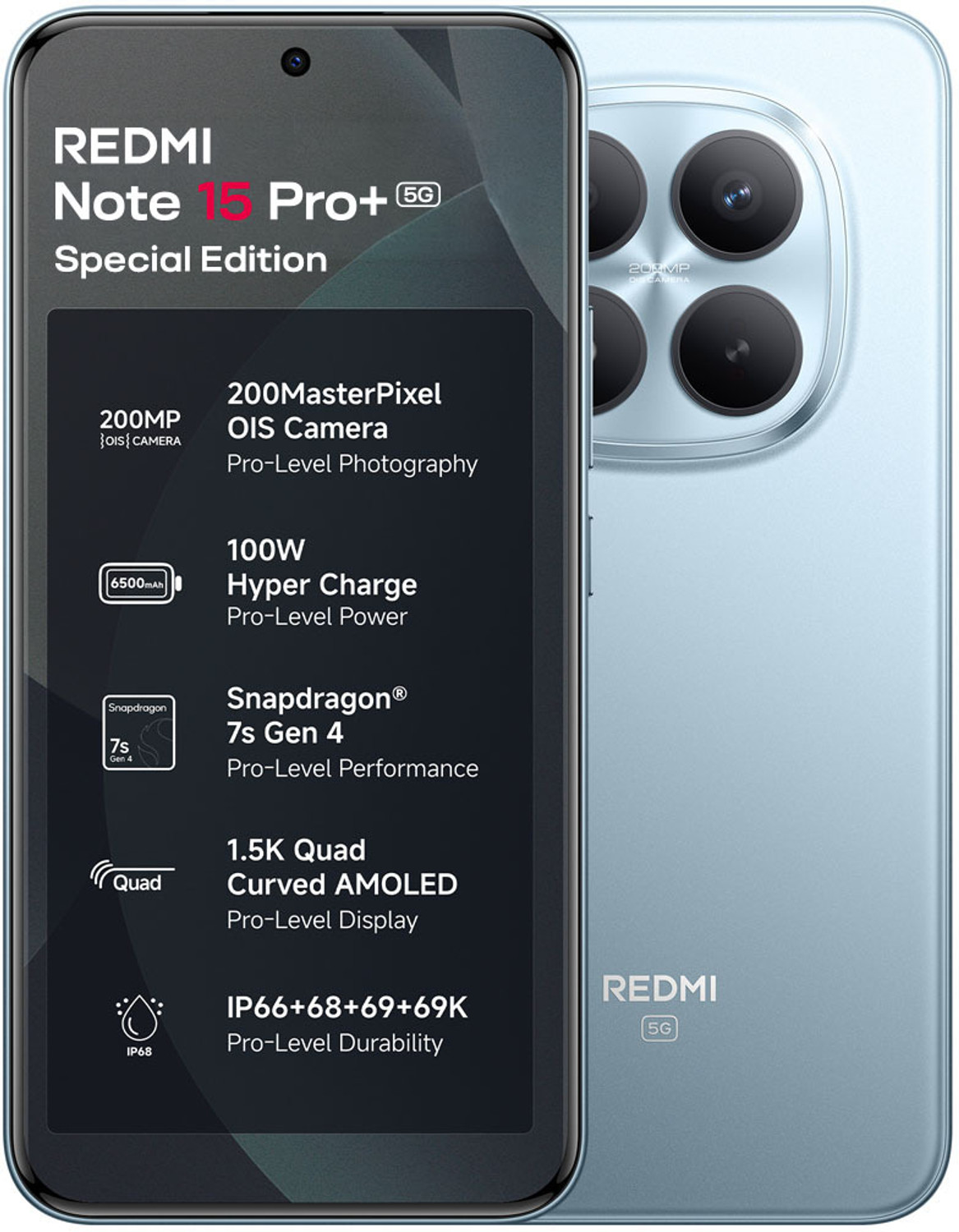 Image of REDMI Note 15 Pro+ 5G Special Edition Mirage Blue 16GB RAM 512GB ROM (Mirage Blue, 512 GB)