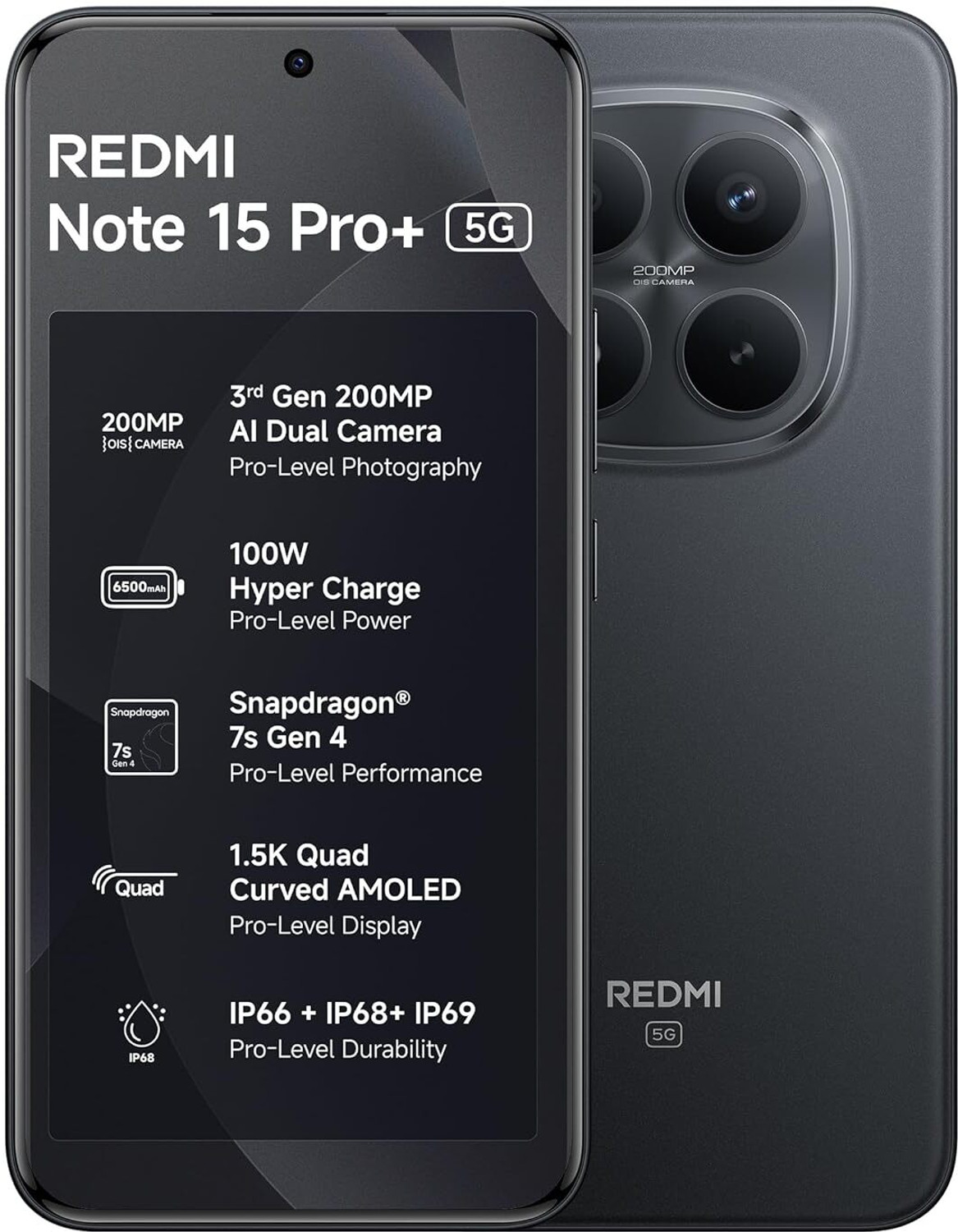 Image of REDMI Note 15 Pro + 5G (Carbon Black, 512 GB)