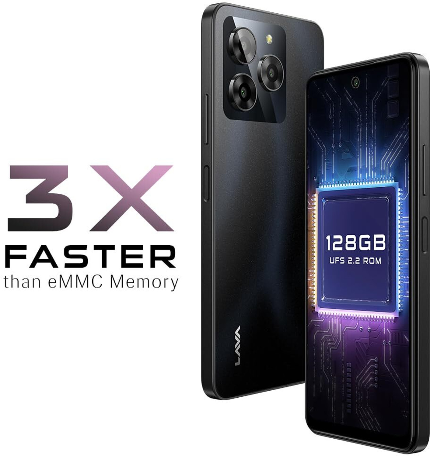 Image of LAVA Yuva 3 with Dual Sim|5000 mAh Battery|13MP Rear Camera |Expandable Upto 512 GB (Eclipse Black, 128 GB)