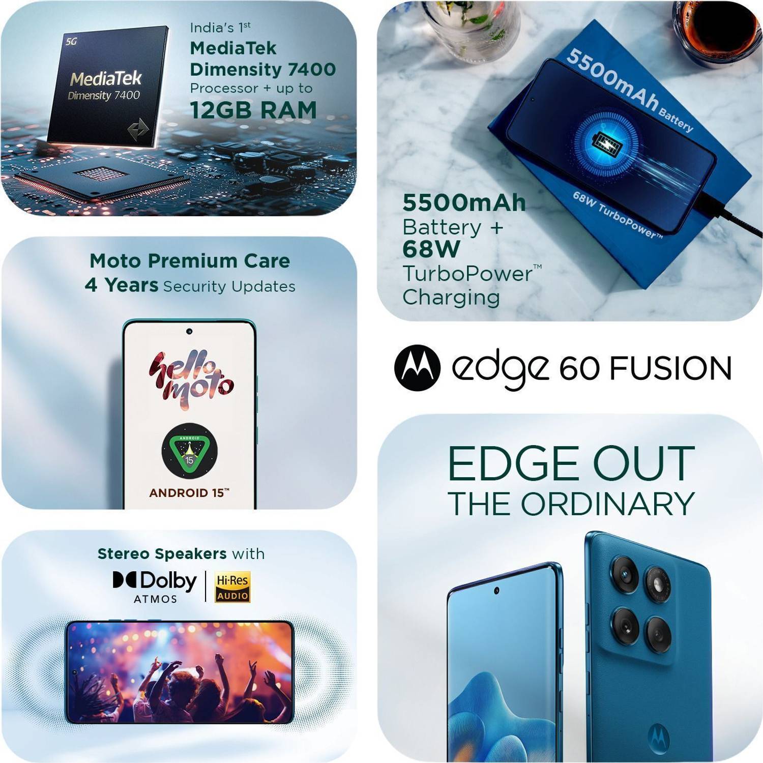 MOTOROLA Edge 60 Fusion 5G 256GB Blue - Image 5
