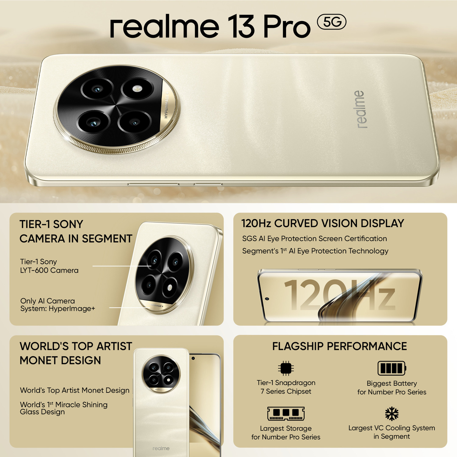 Image of realme 13 Pro 5G (Monet Gold, 256 GB)