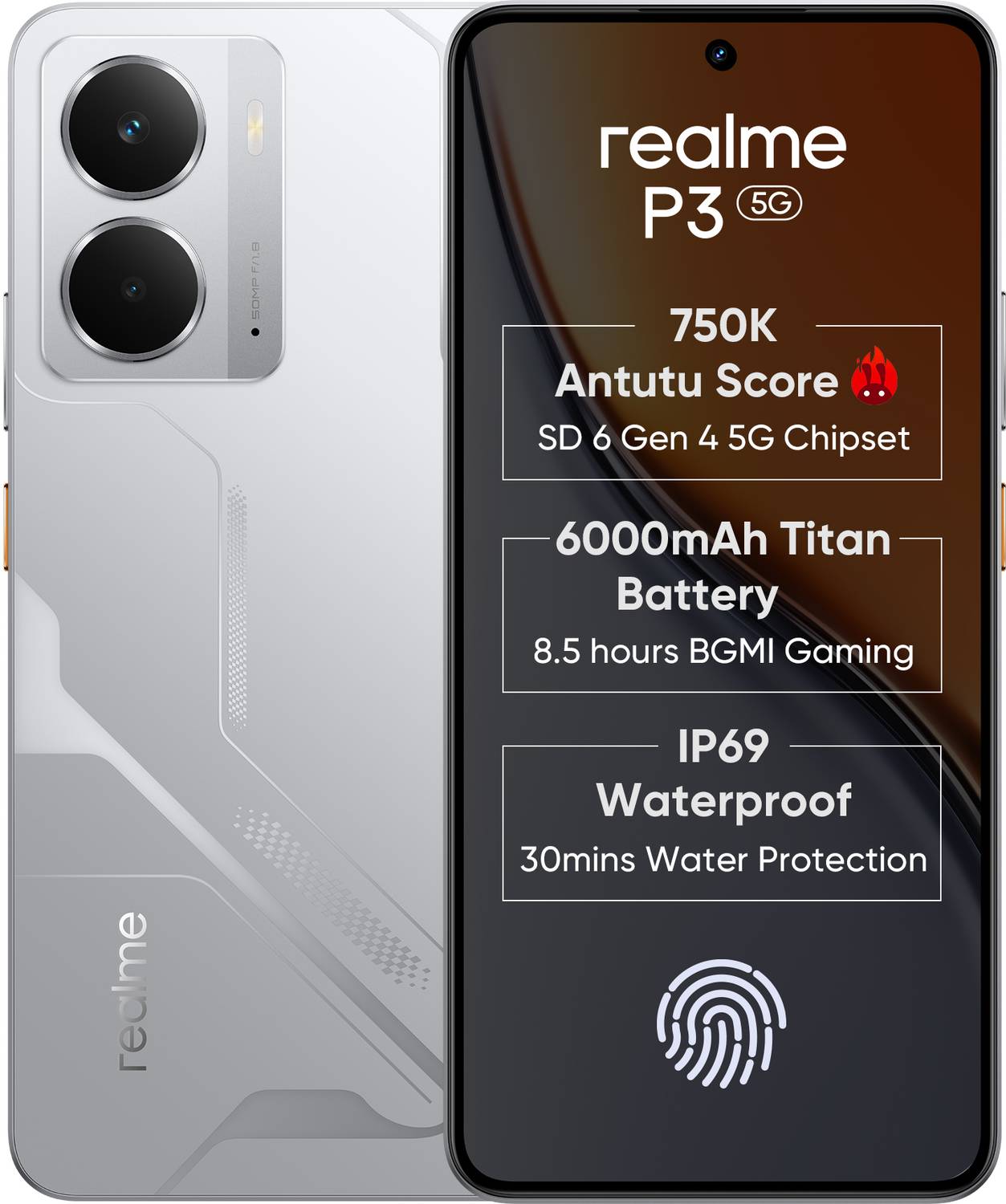 realme P3 5G 128GB Space Silver - Image 1