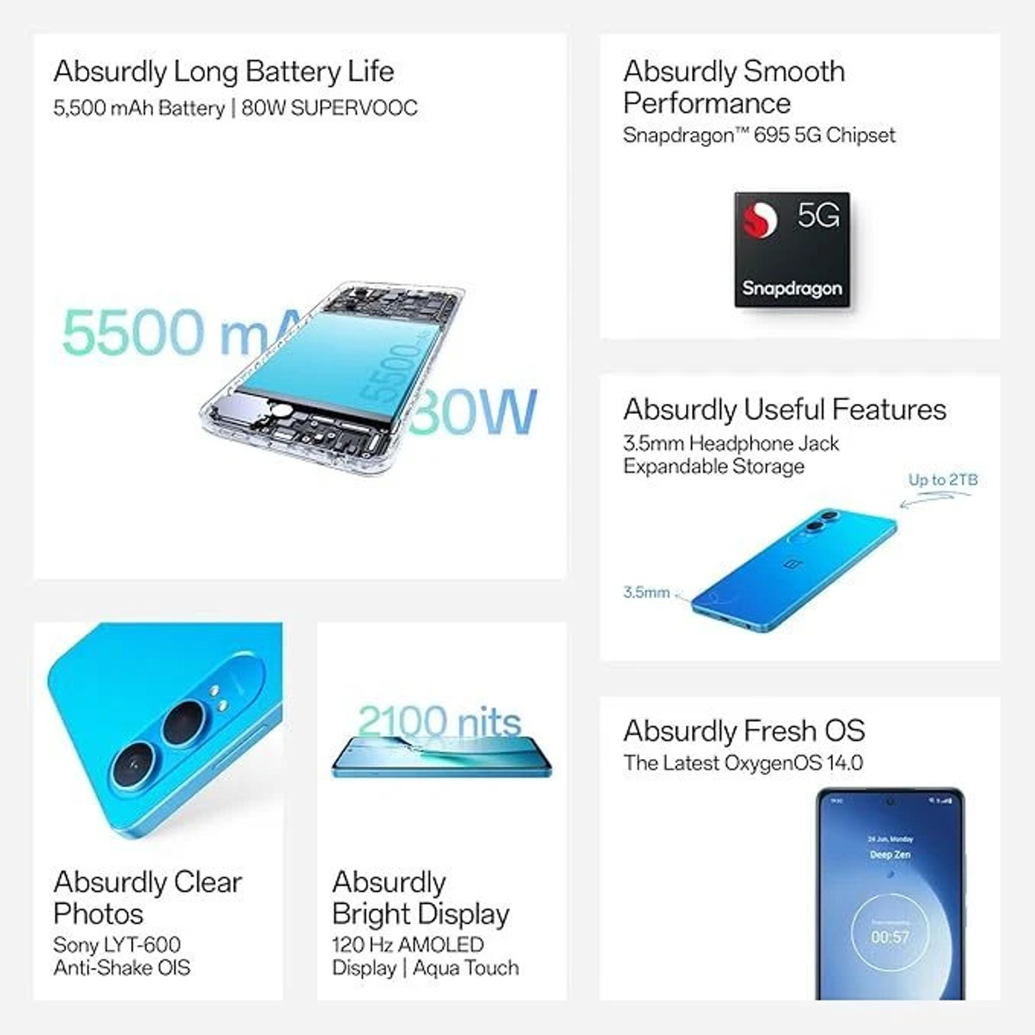 Image of OnePlus Nord CE4 lite 5G (SUPER SILVER, 128 GB)