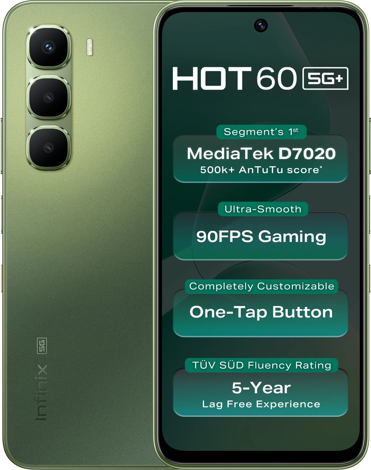 Image of Infinix Hot 60 5G+ (Tundra Green, 128 GB)