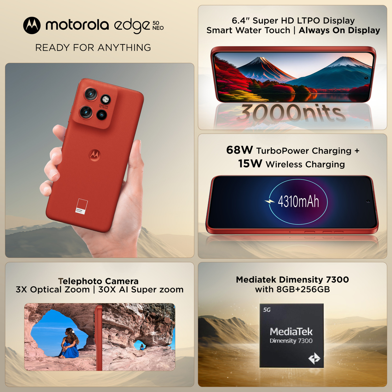 Image of Motorola Edge 50 Neo (PANTONE Poinciana, 256 GB)
