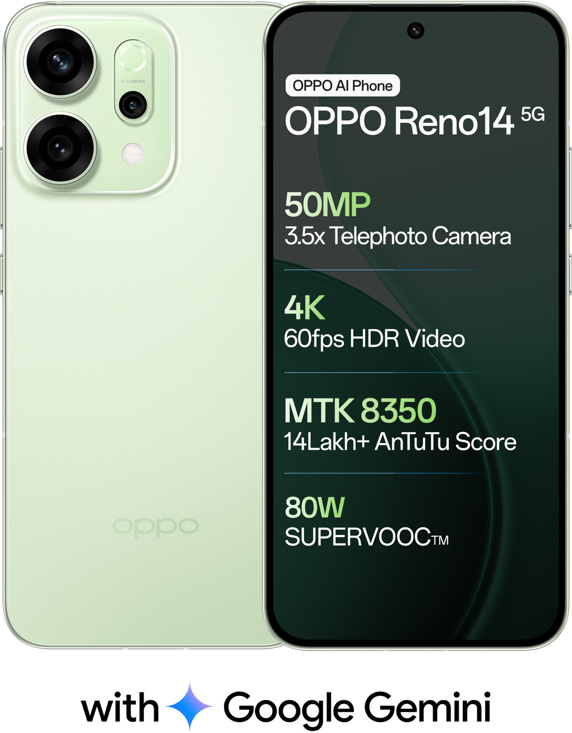 Image of OPPO Reno14 5G (Mint Green, 256 GB)