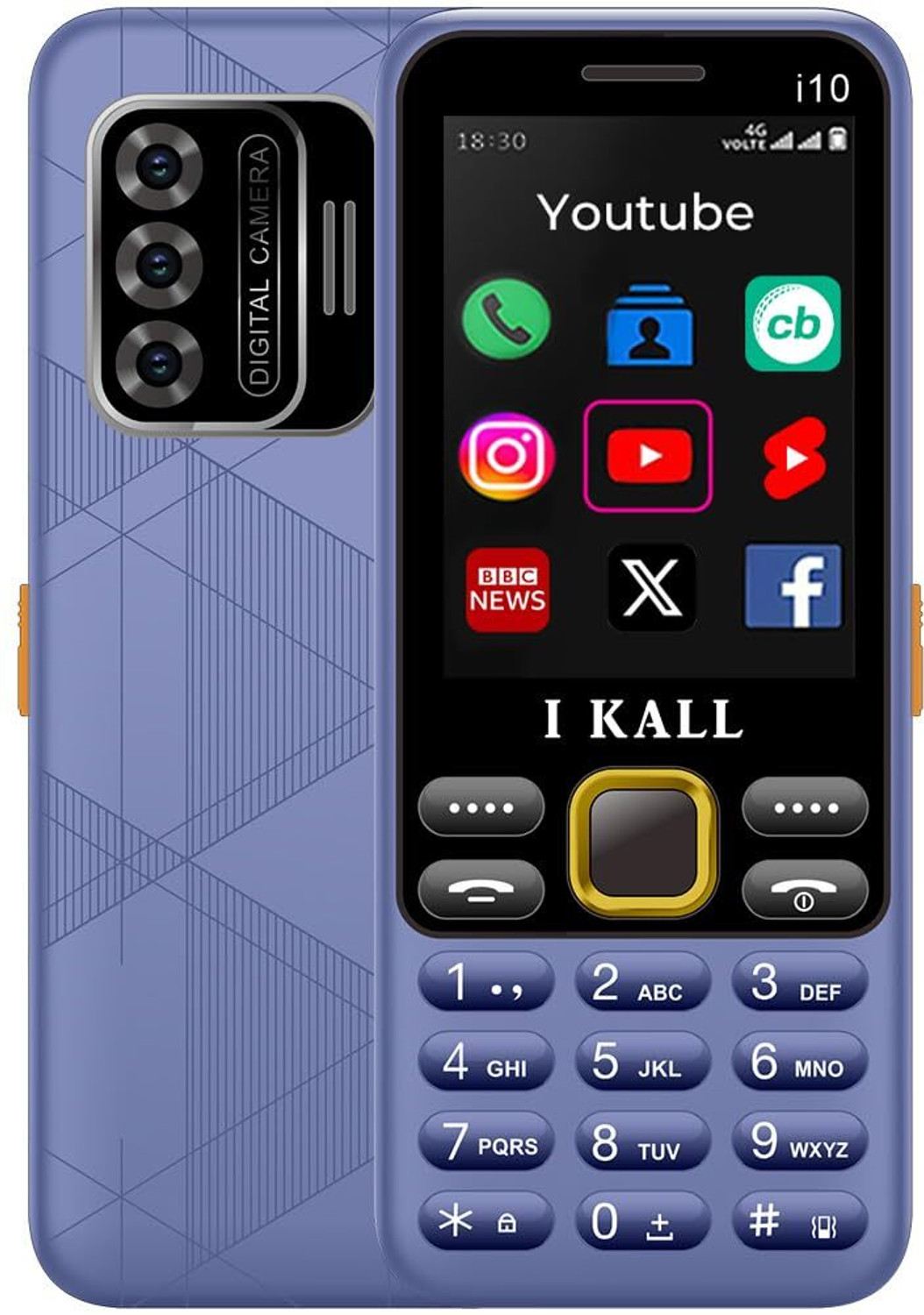 Image of I Kall I10 Mobile Phone - 2.8 inchDisplay with Pre-Loaded - Facebook, YouTube etc.
