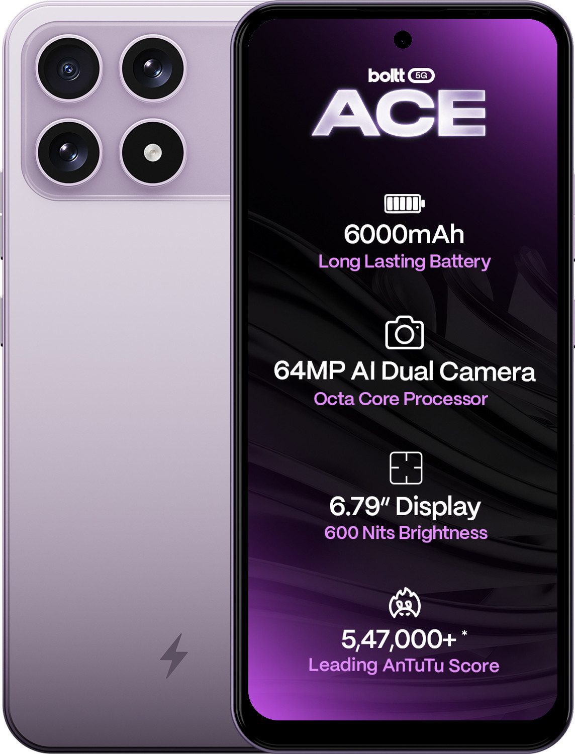Image of BOLTT ACE 5G (Lavender Bloom, 64 GB)