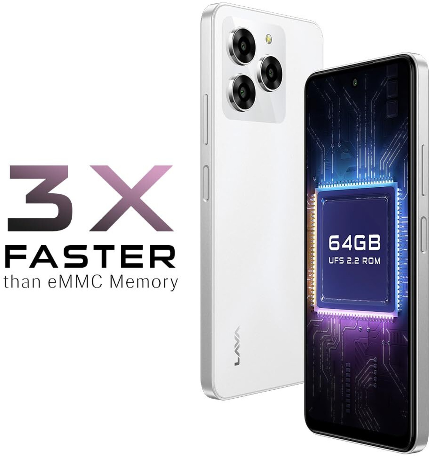 Image of LAVA Yuva 3 with Dual Sim|5000 mAh Battery|13MP Rear Camera |Expandable Upto 512 GB (White, 64 GB)