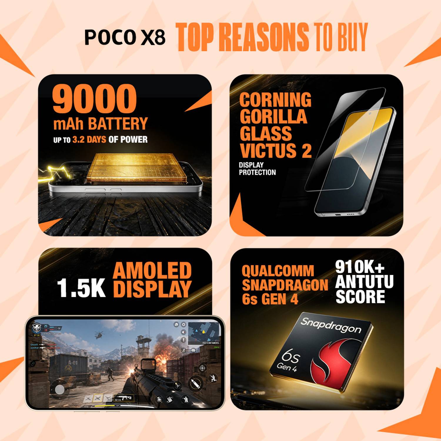 POCO X8 128GB Fiery Orange - Image 3