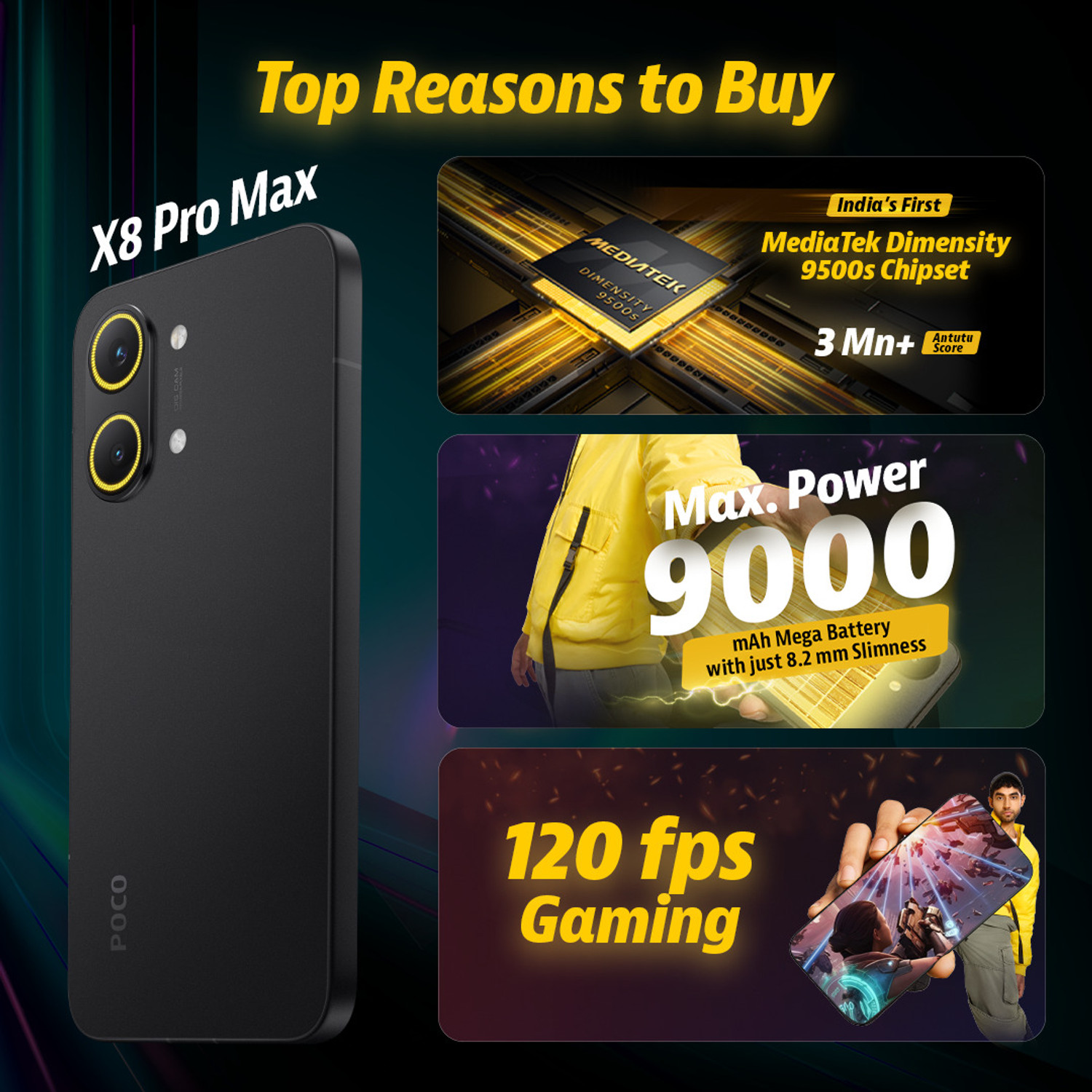 Image of POCO X8 Pro Max (Black, 512 GB)