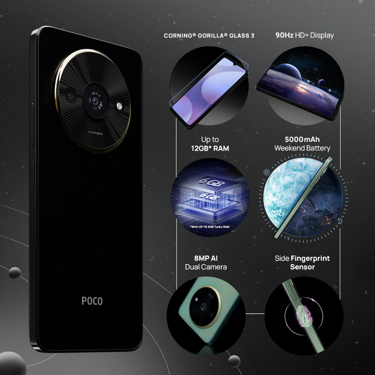 Image of POCO C61 (Diamond Dust Black, 64 GB)