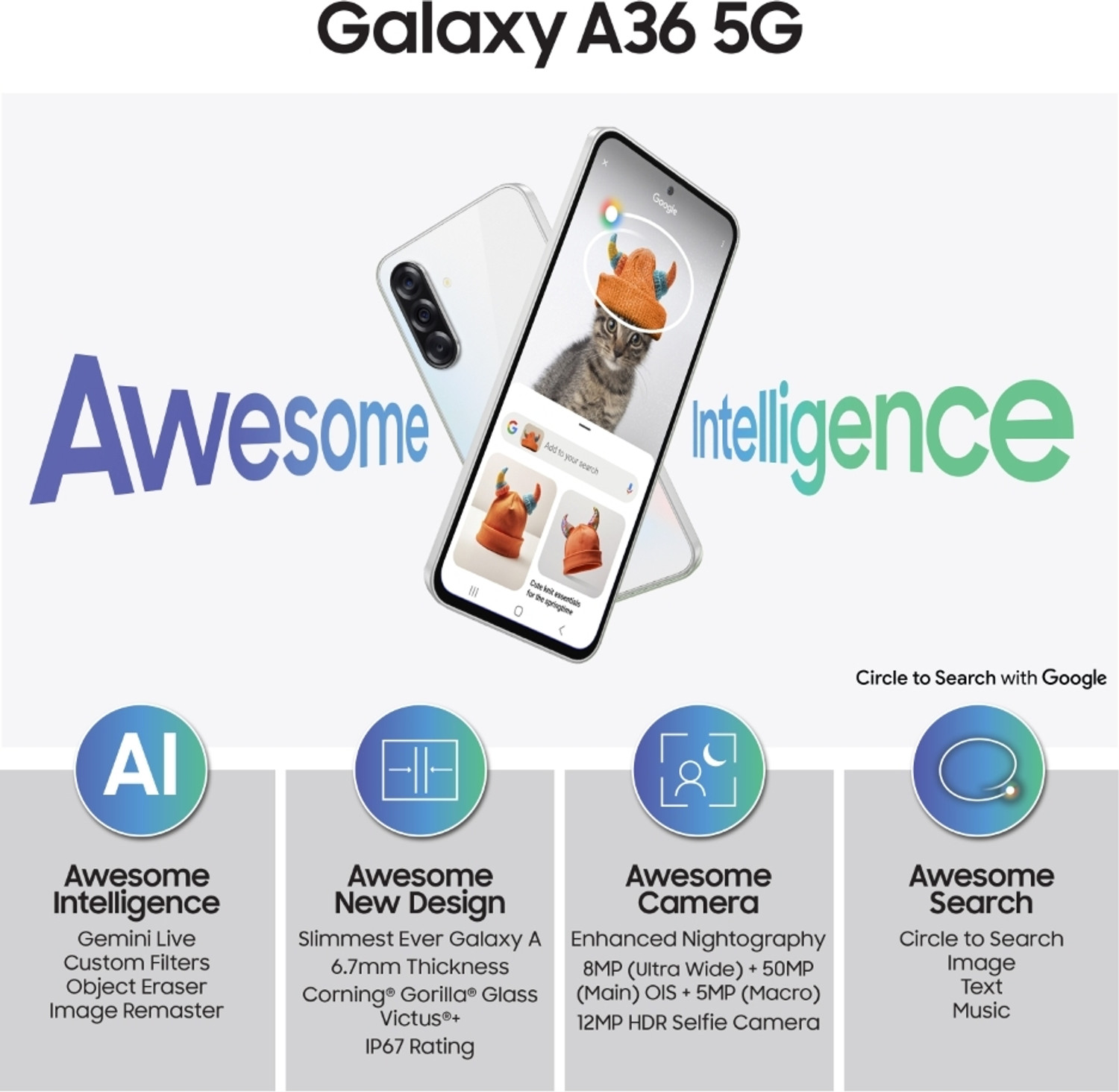 Image of Samsung Galaxy A36 5G (Awesome White, 256 GB)