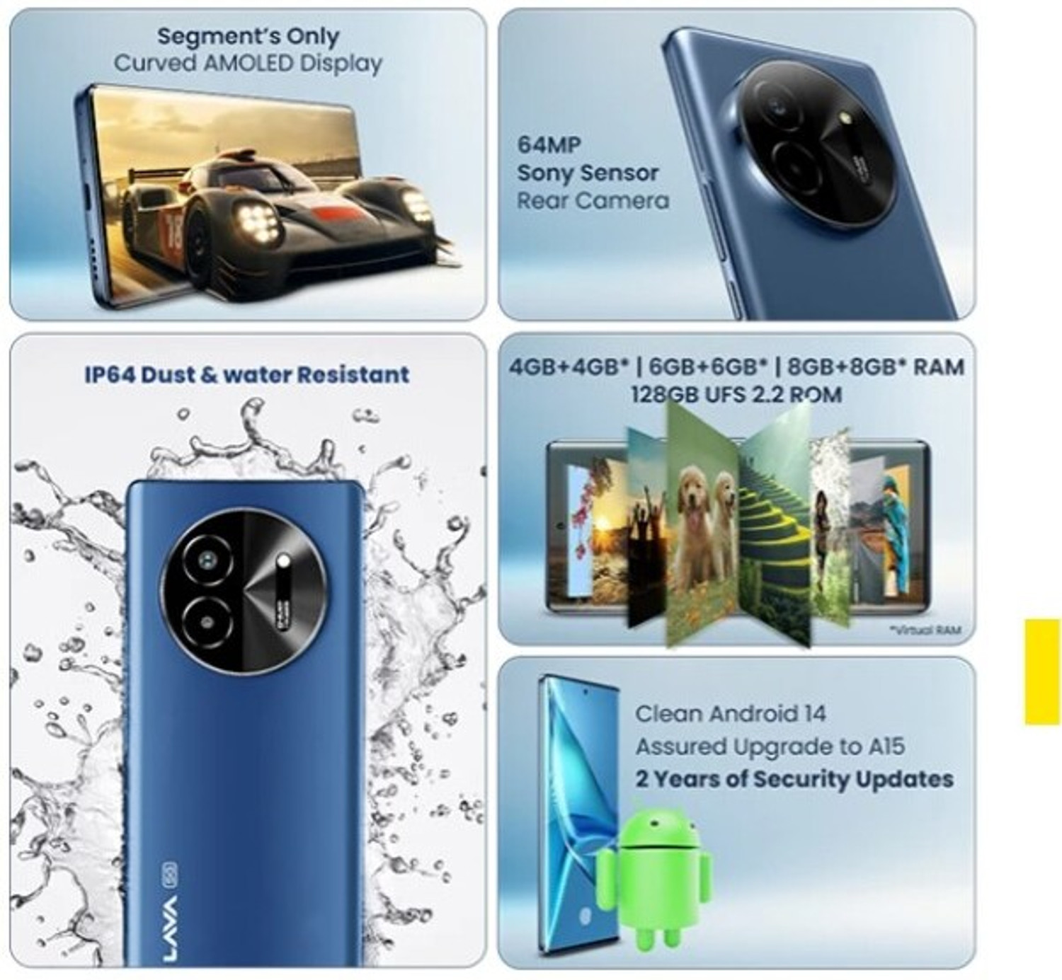 Image of LAVA Blaze Amoled (Sapphire Blue, 128 GB)