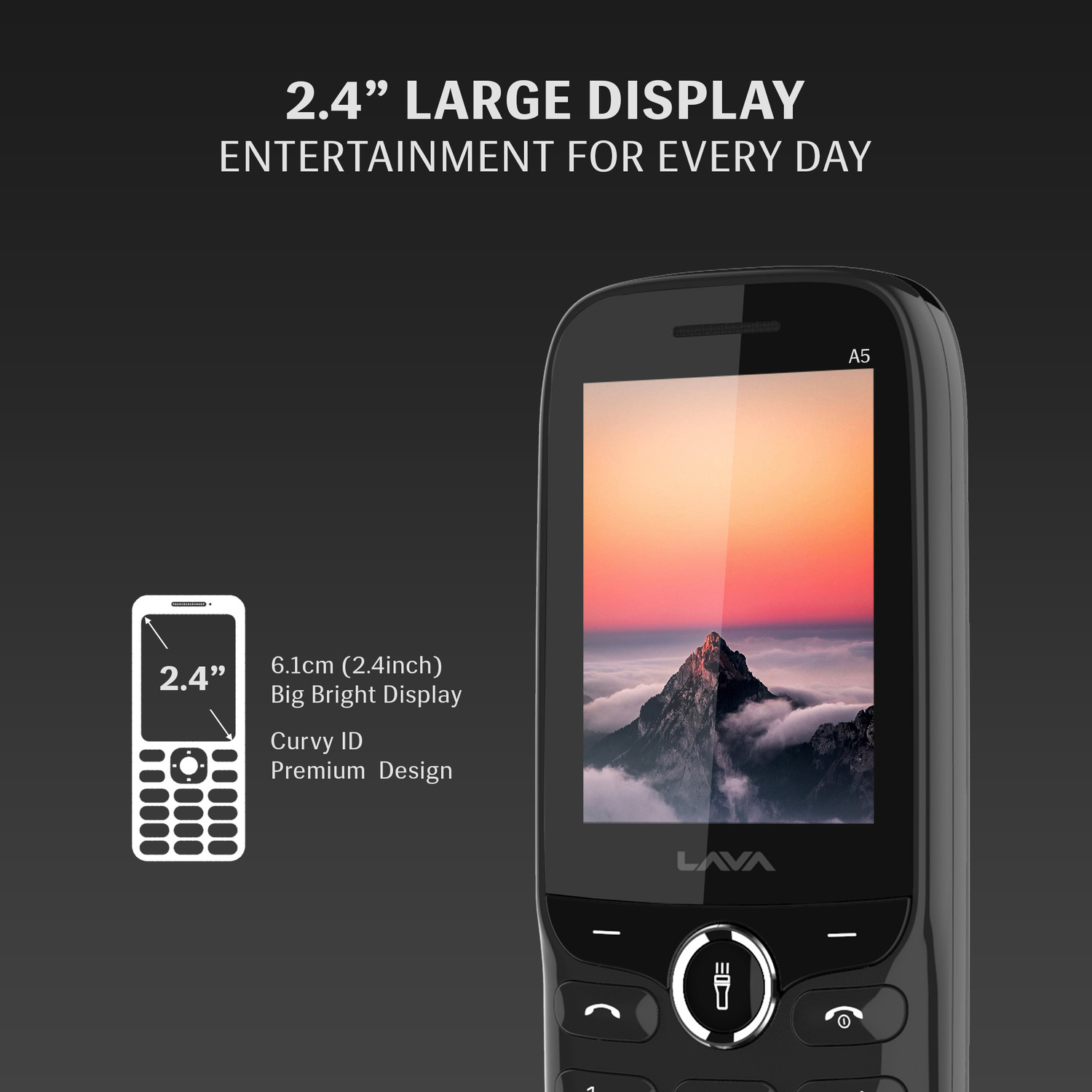Image of LAVA A5 23 Keypad Mobile| 1000 mAh Battery|0.3MP Rear Camera|Expandable Upto 32 GB