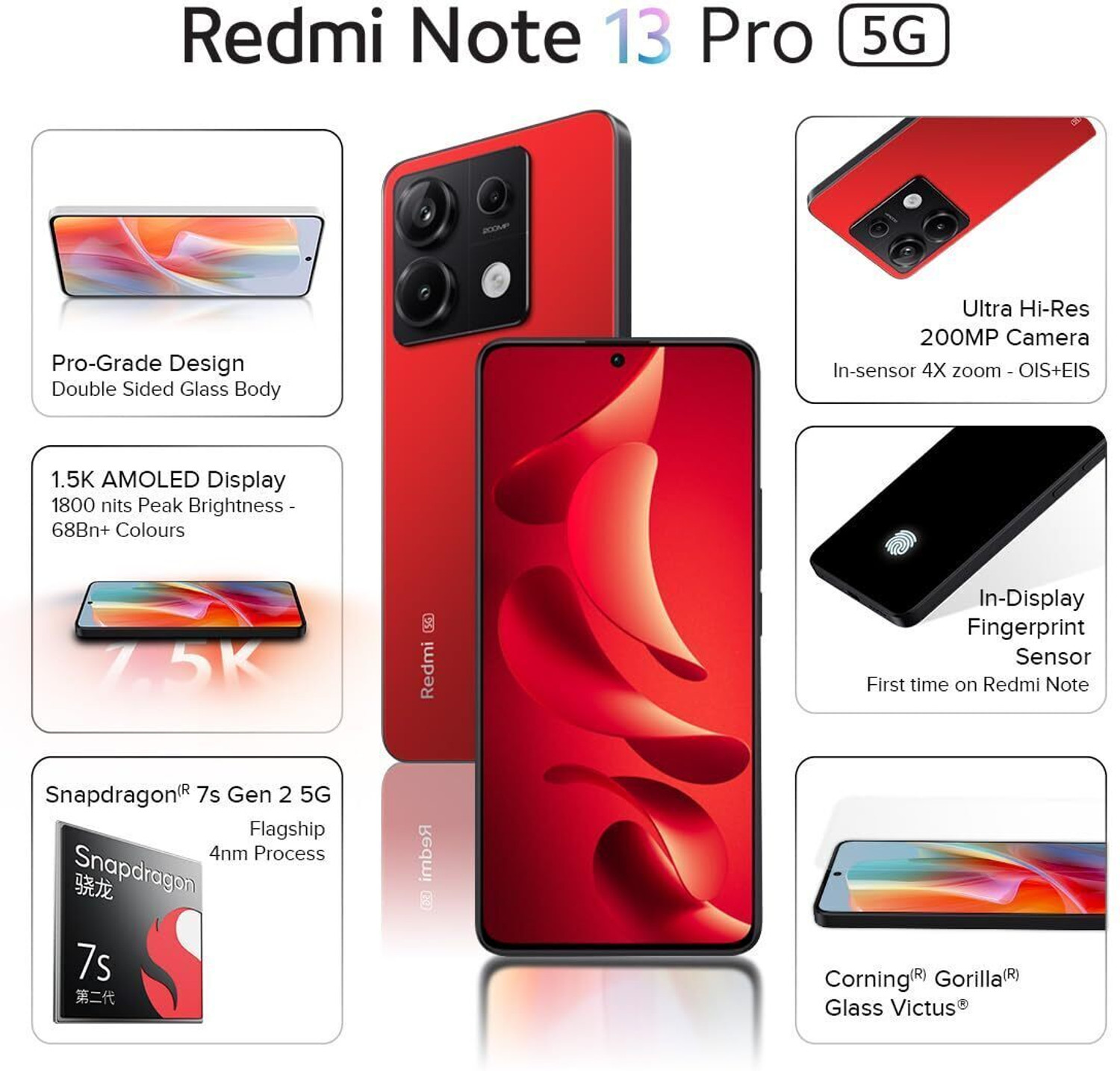 Image of REDMI Note 13 Pro 5G (Scarlet Red, 128 GB)