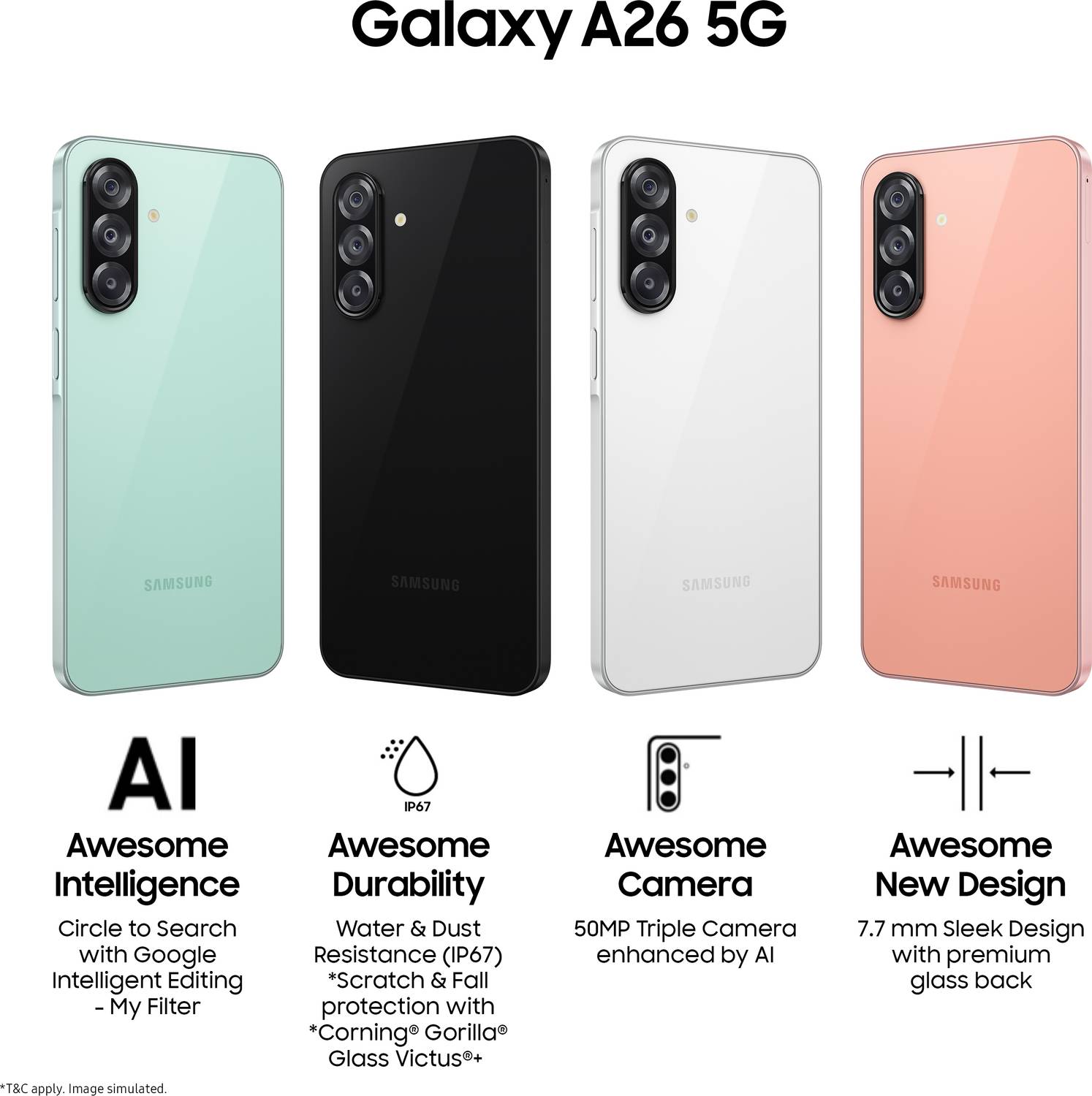 Samsung Galaxy A26 5G 128GB Awesome White - Image 2