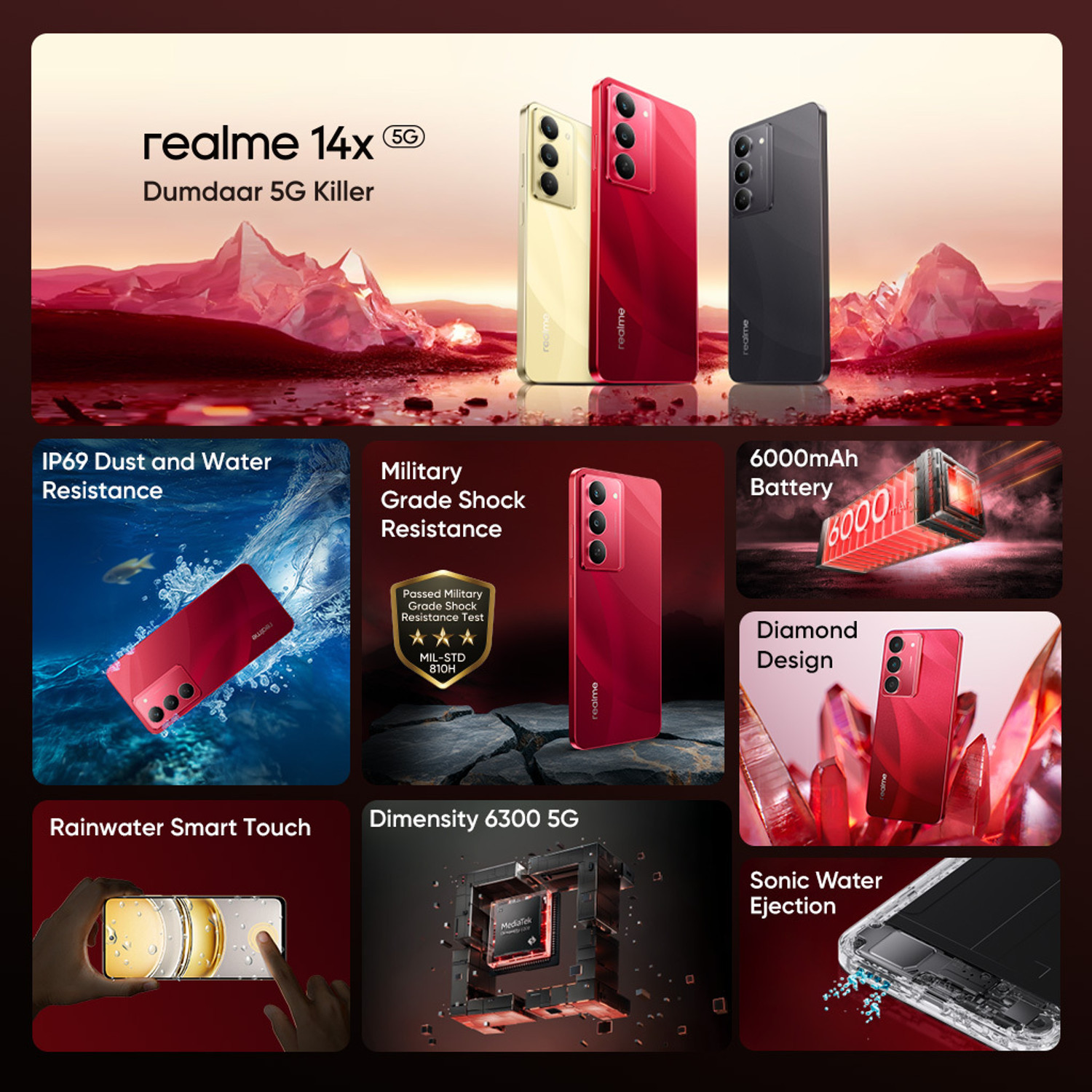 Image of realme 14x 5G (Jewel Red, 128 GB)