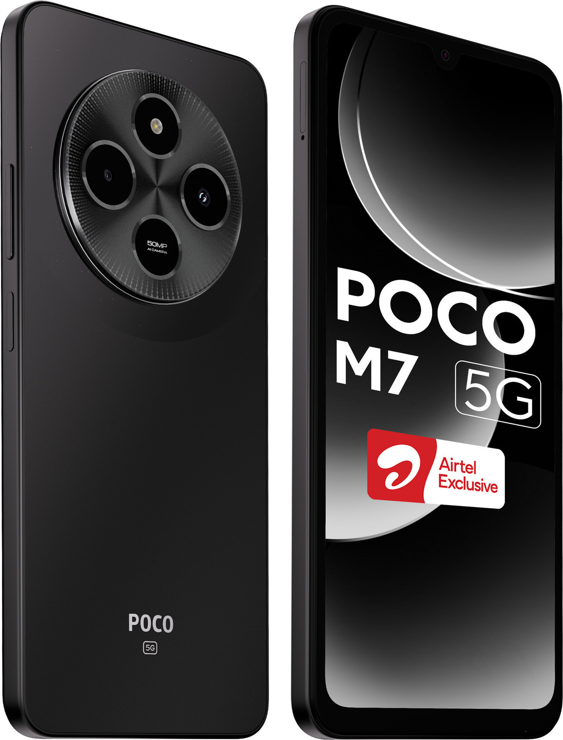 Image of POCO M7 5G - Locked with Airtel Prepaid (Satin Black, 128 GB)