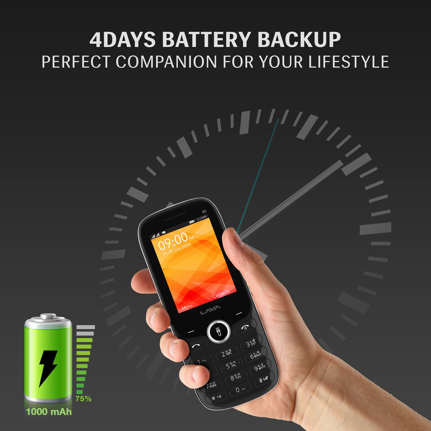 Image of LAVA A5 23 Keypad Mobile| 1000 mAh Battery|0.3MP Rear Camera|Expandable Upto 32 GB