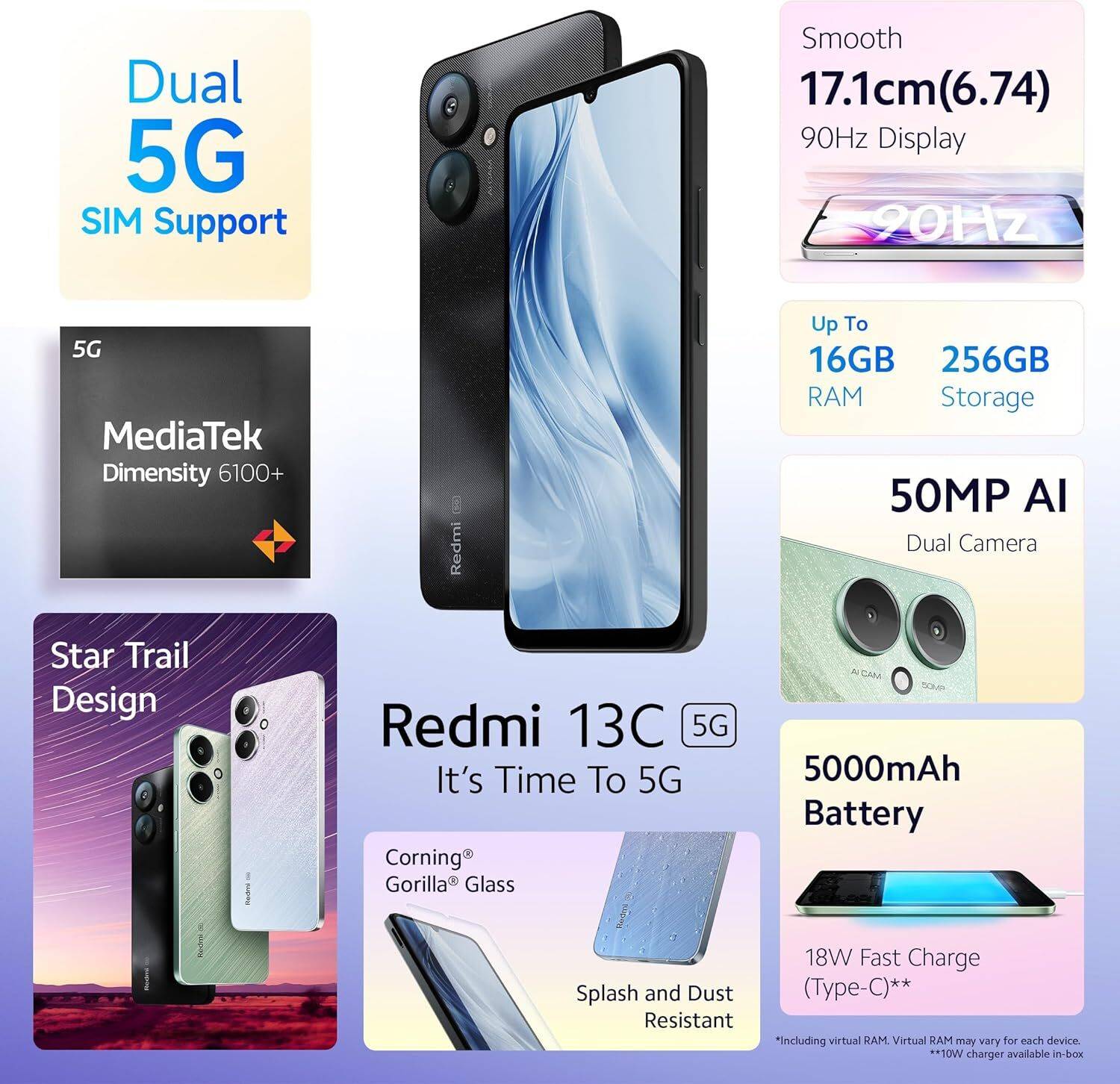 Redmi 13c 5G 128GB Starlight Black - Image 5