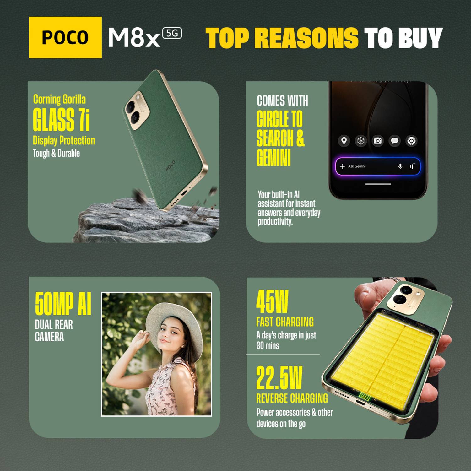 POCO M8x 5G 128GB Leather Green - Image 3