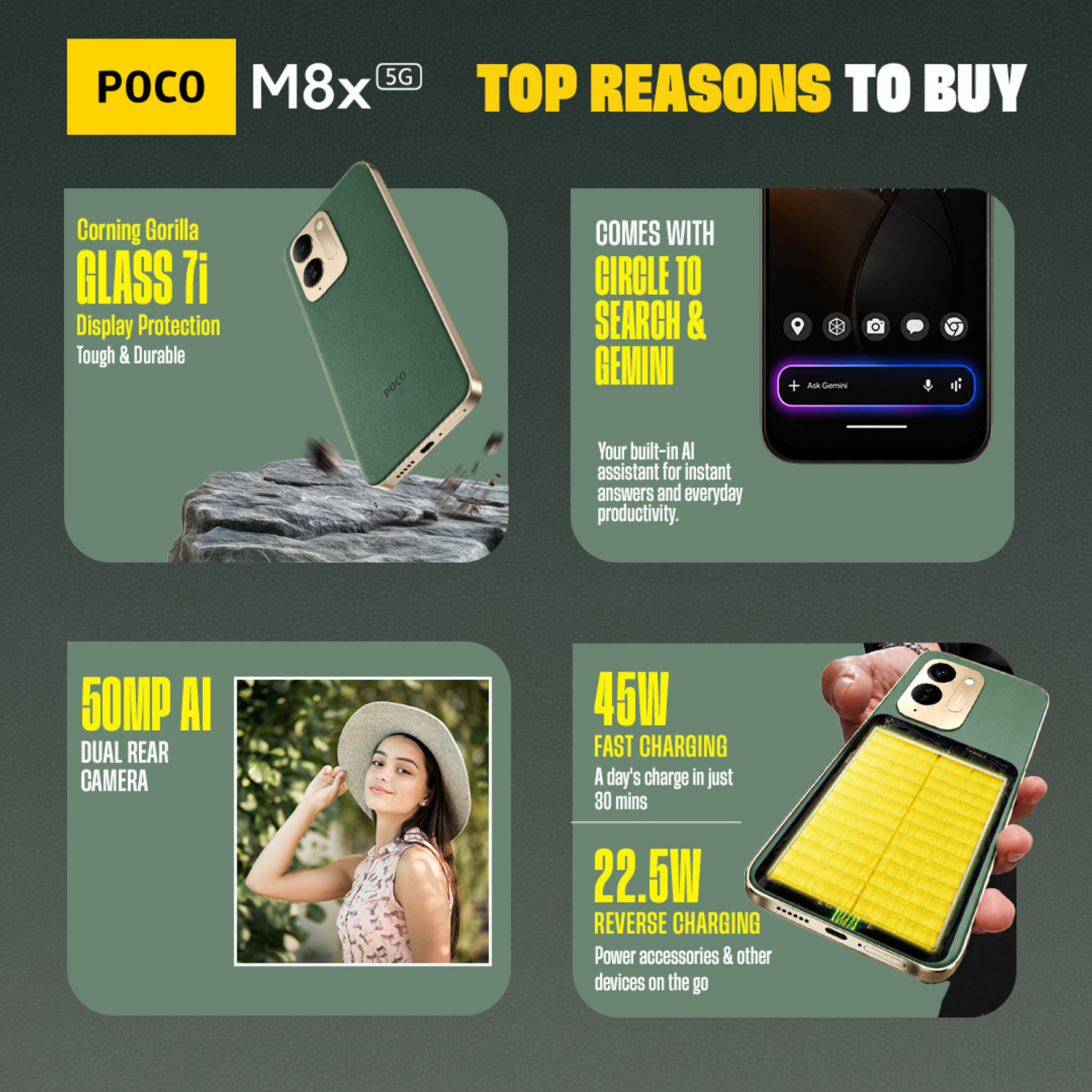 Image of POCO M8x 5G (Leather Green, 128 GB)