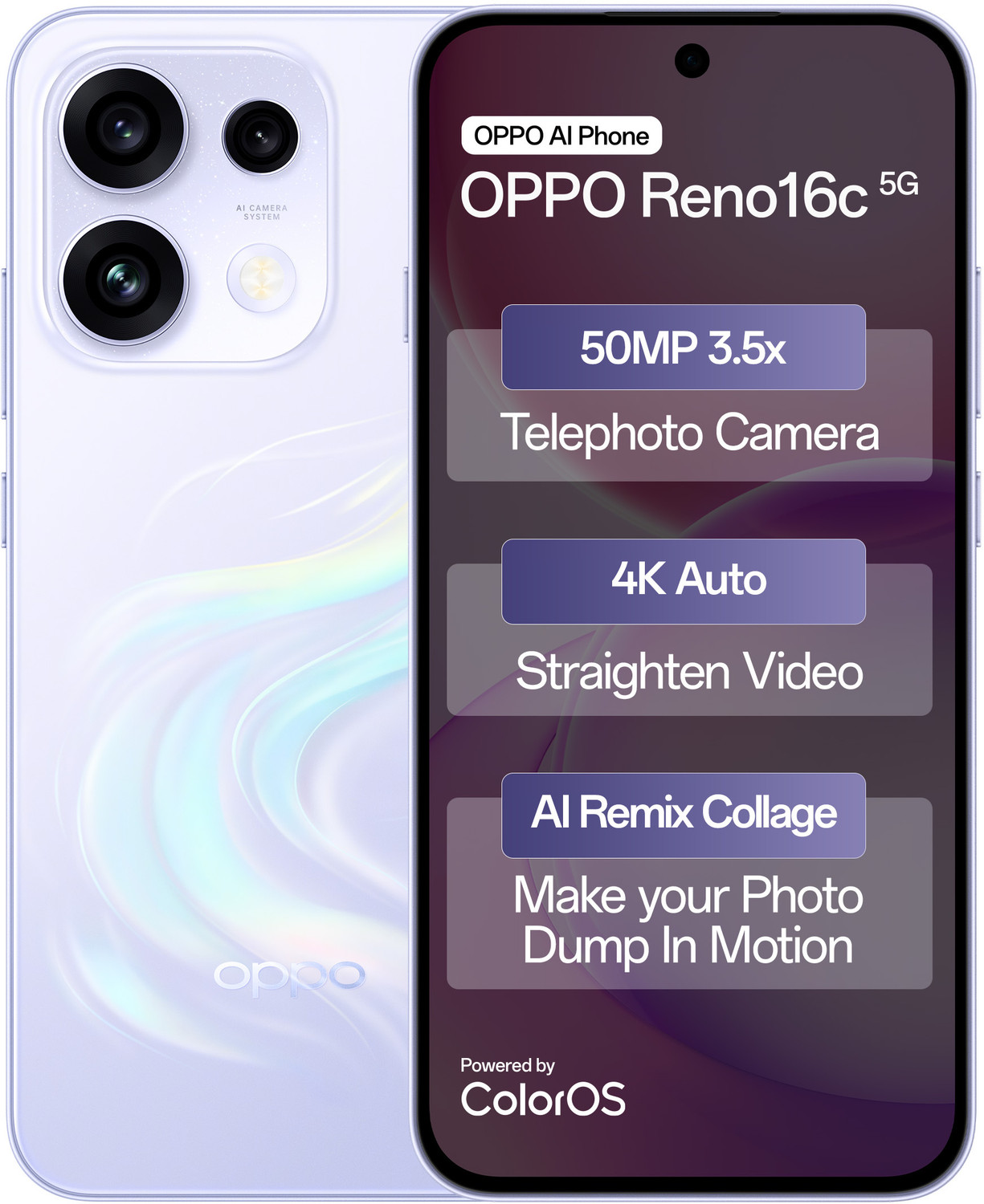 Image of OPPO Reno16c 5G (Stellar Purple, 128 GB)