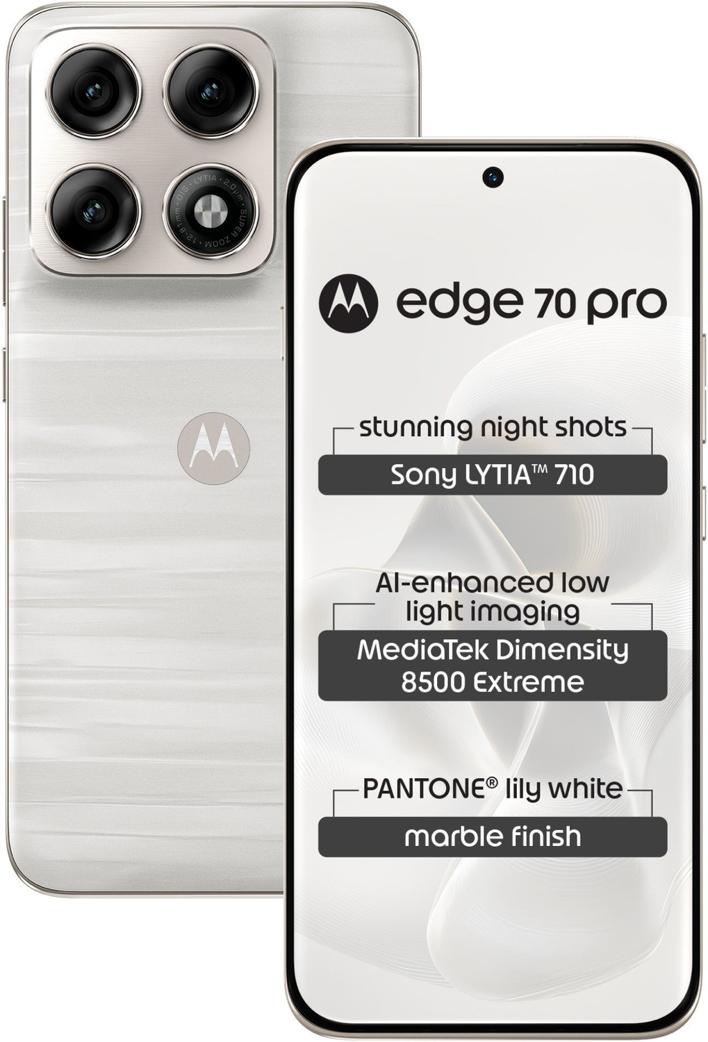 Image of MOTOROLA edge 70 pro (Marble - PANTONE Lily white (white), 256 GB)