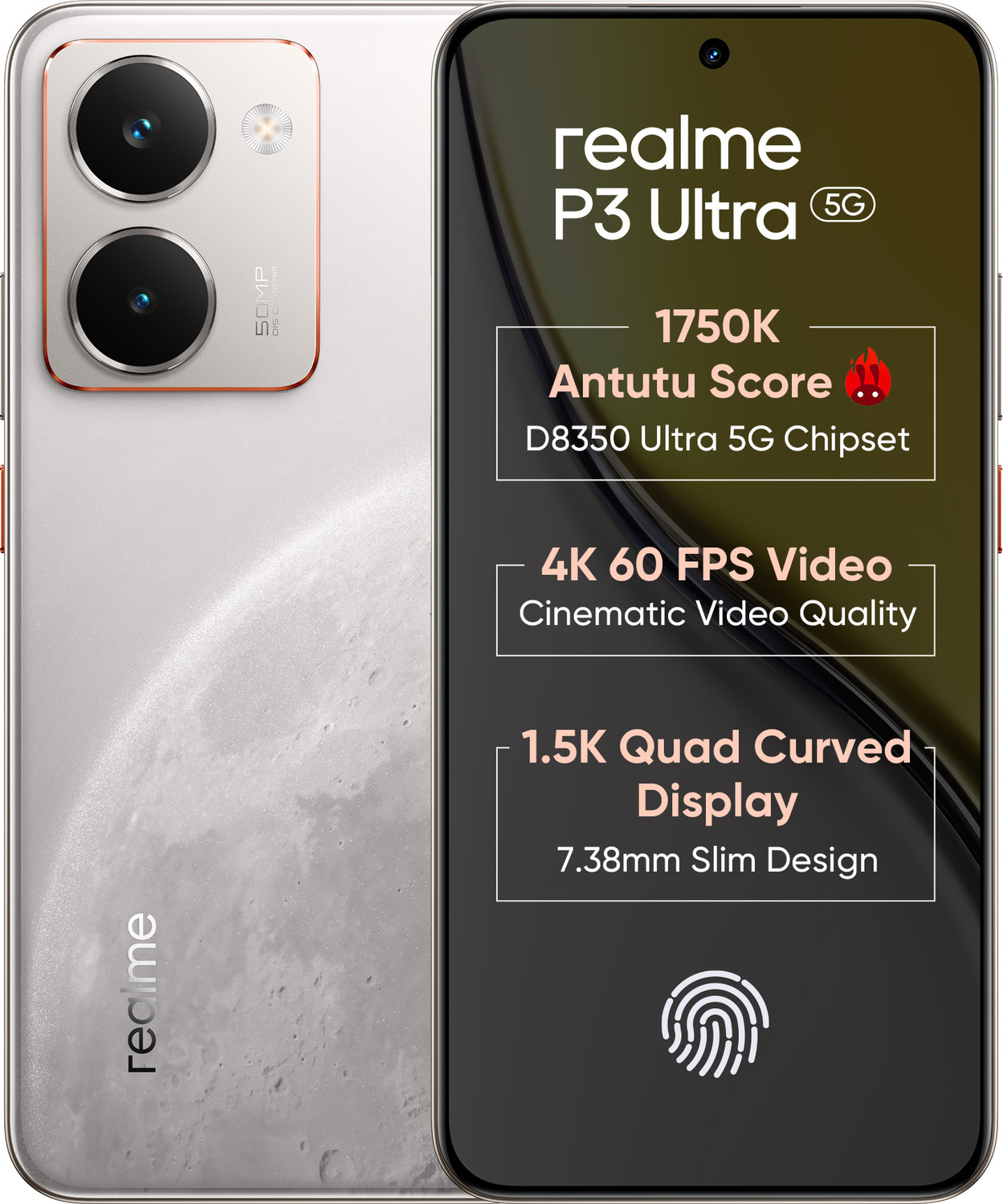 Image of realme P3 Ultra 5G (Glowing Lunar White, 256 GB)