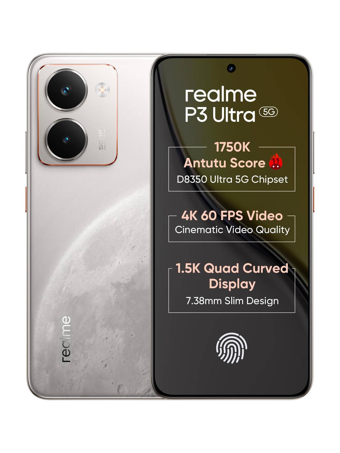 realme P3 Ultra 5G 256 GB Glowing Lunar White - Image 1