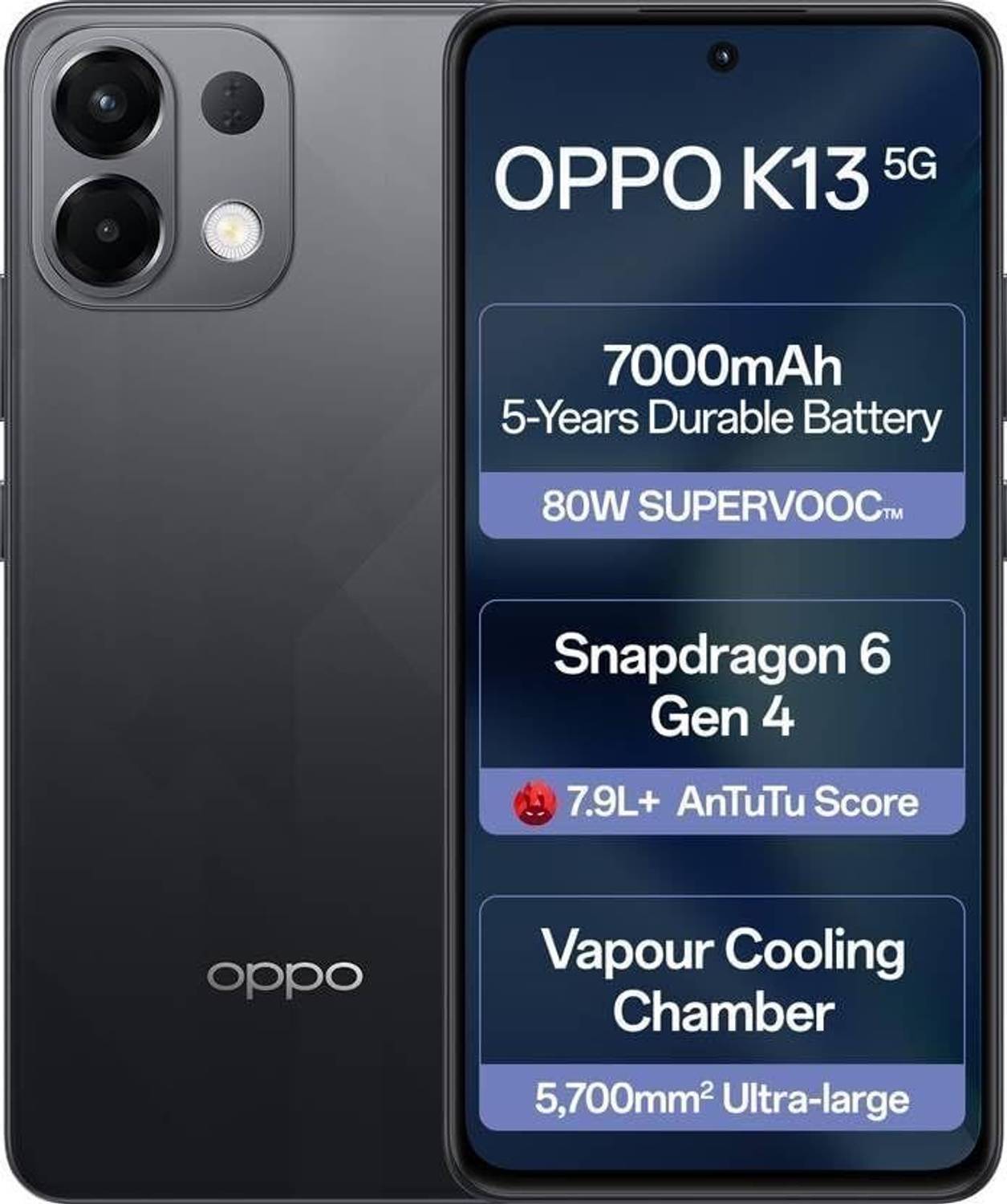OPPO K13 5G SUPERVOOC (Prism Black, 128 GB) (8 GB RAM)