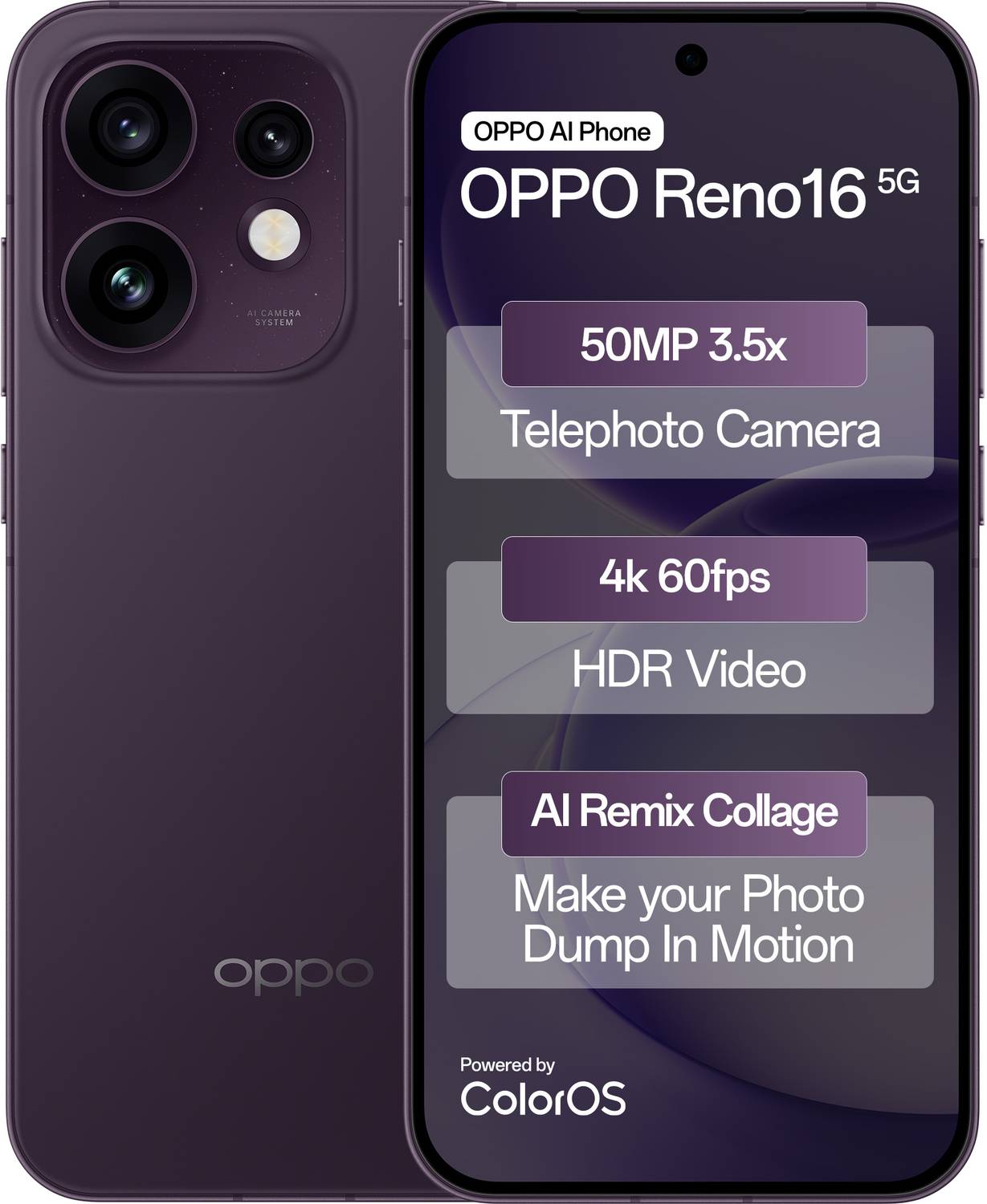 OPPO Reno16 5G 256GB Twilight Violet - Image 1