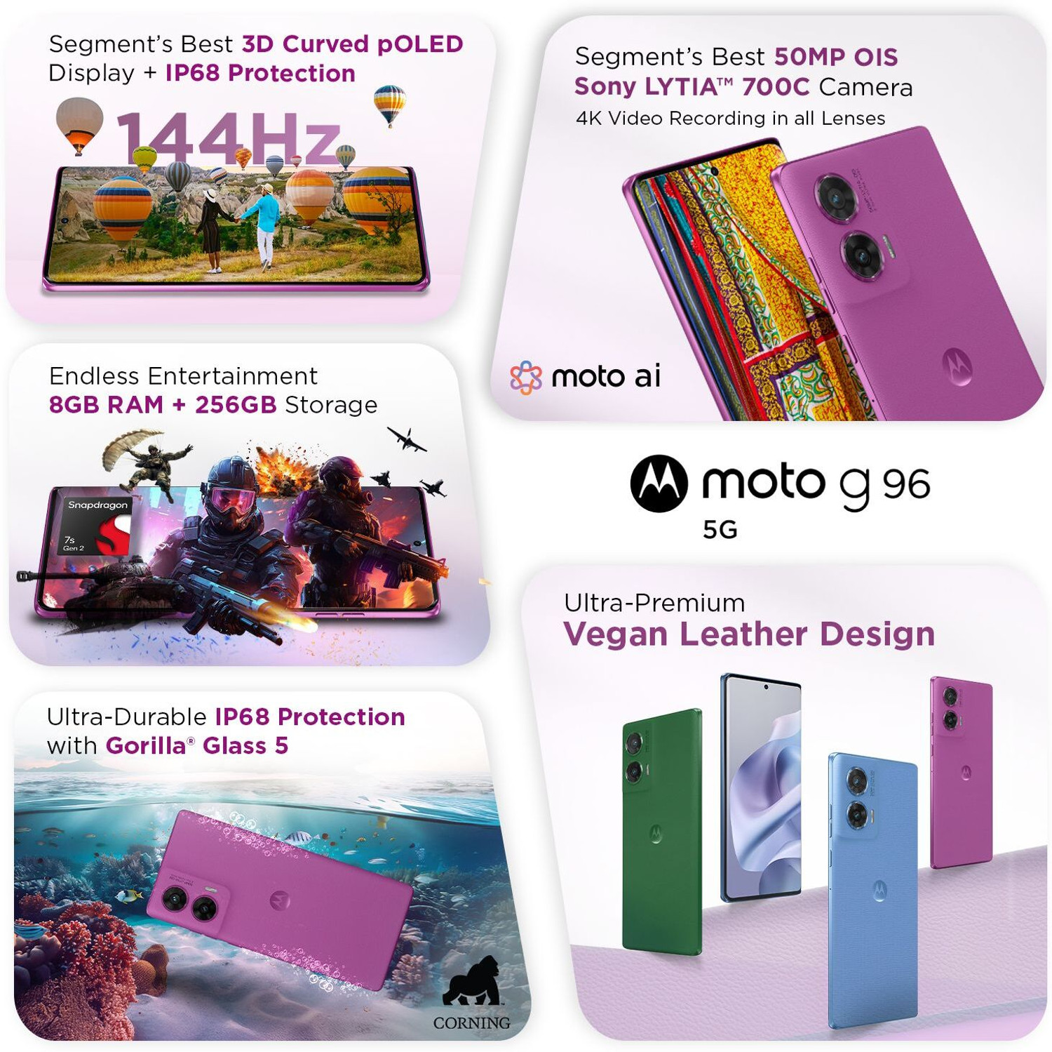 Image of MOTOROLA G96 5G (Pantone Cattleya Orchid, 256 GB)